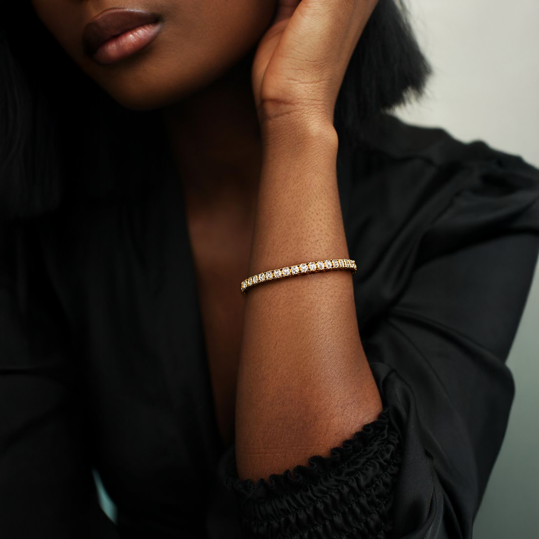 BG400G B.Tiff 4mm Gold Tennis Bracelet - Thin