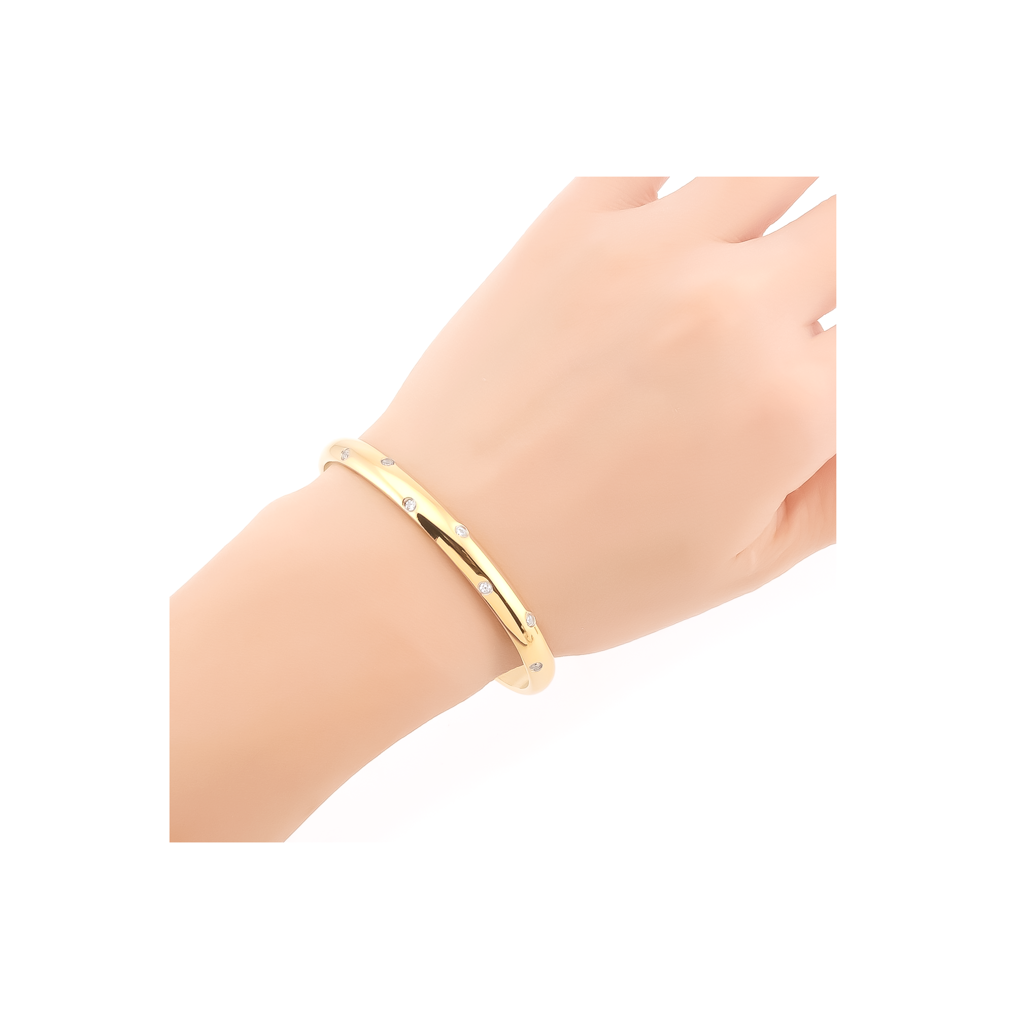 BG608G B.Tiff High Polish Gold 8-Stone Starlight Pave Adjustable Bangle Cuff