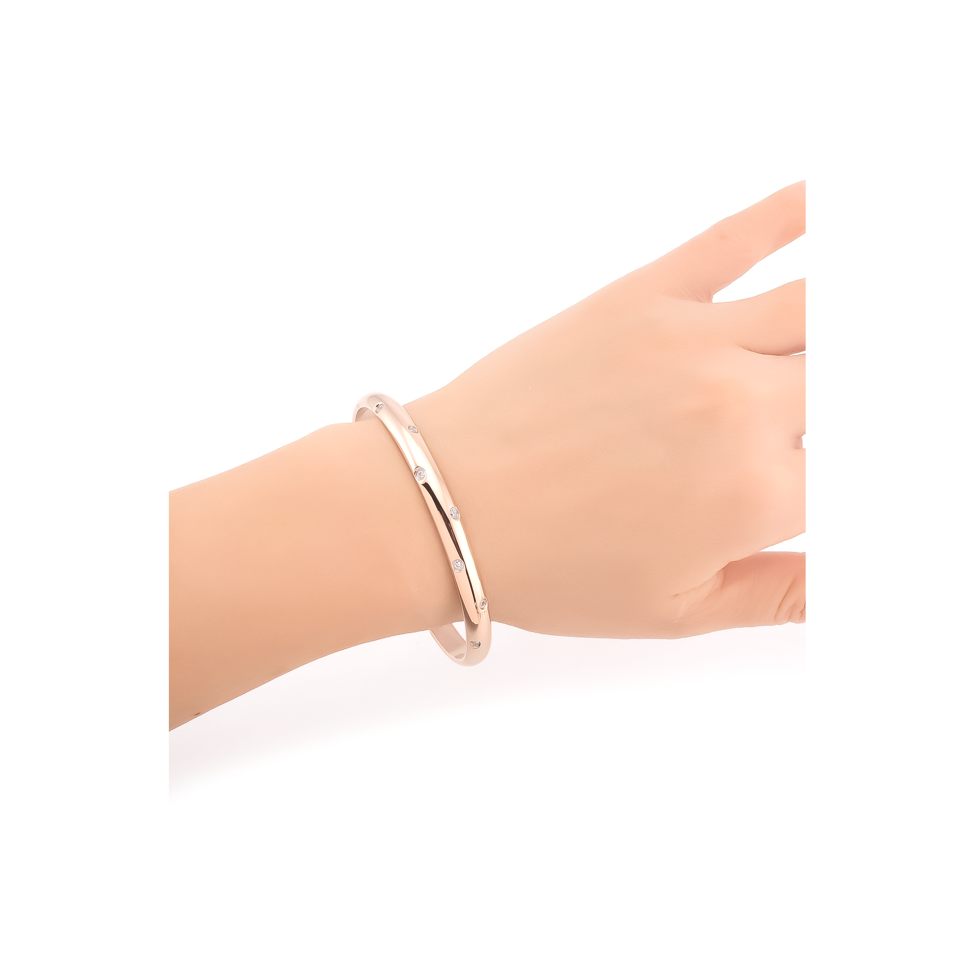 BG608RG B.Tiff High Polish Rose Gold 8-Stone Starlight Pave Adjustable Bangle Cuff