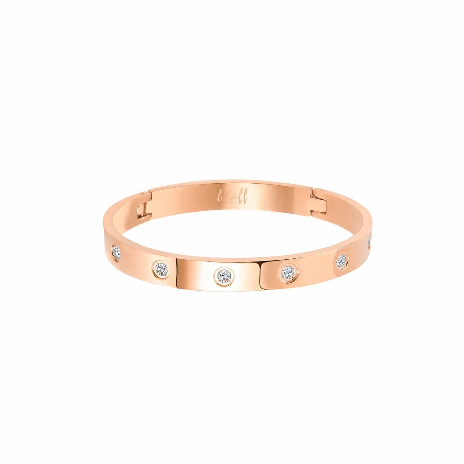 BG808RGP B.Tiff 8-Stone High Polish Bold Rose Gold Bangle Bracelet by B.Tiff New York