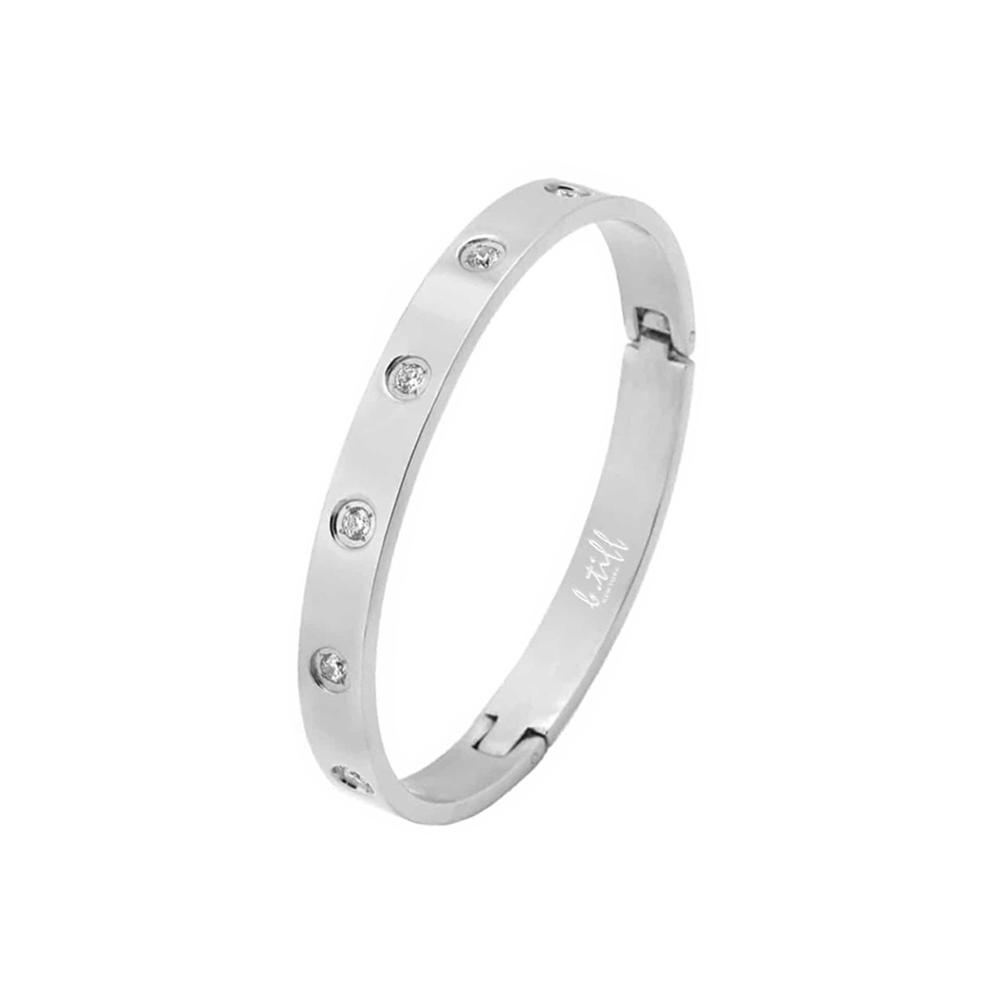 BG808W B.Tiff 8-Stone Bold Bangle Bracelet by B.Tiff New York