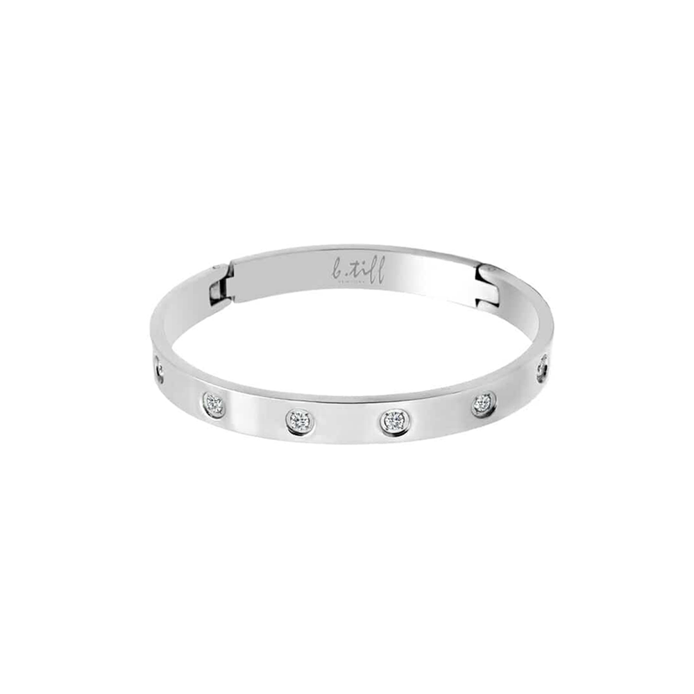 BG808W B.Tiff 8-Stone Bold Bangle Bracelet by B.Tiff New York