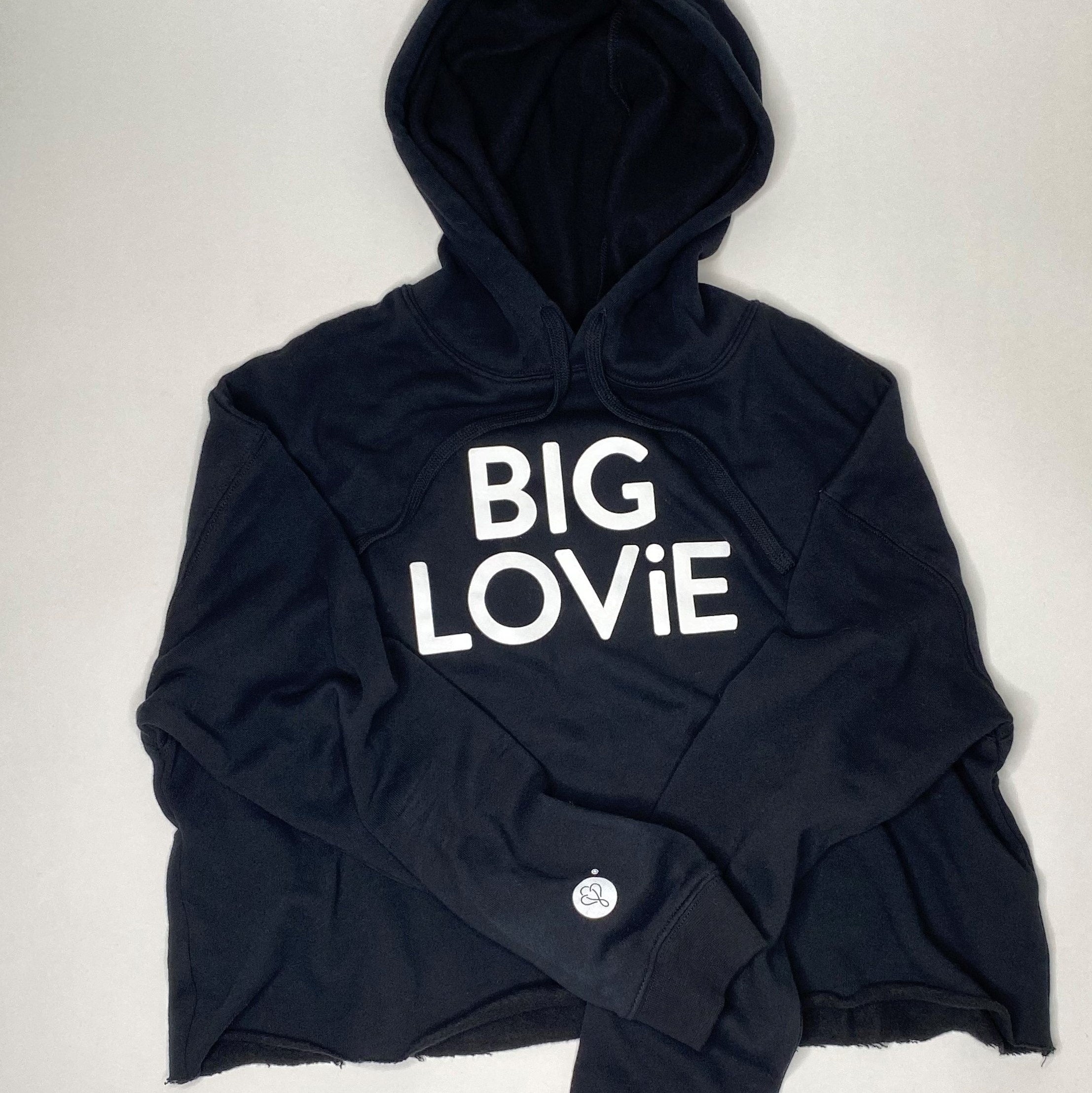 BIG LOViE HOODIE CROP SWEATSHIRT | BLACK-1