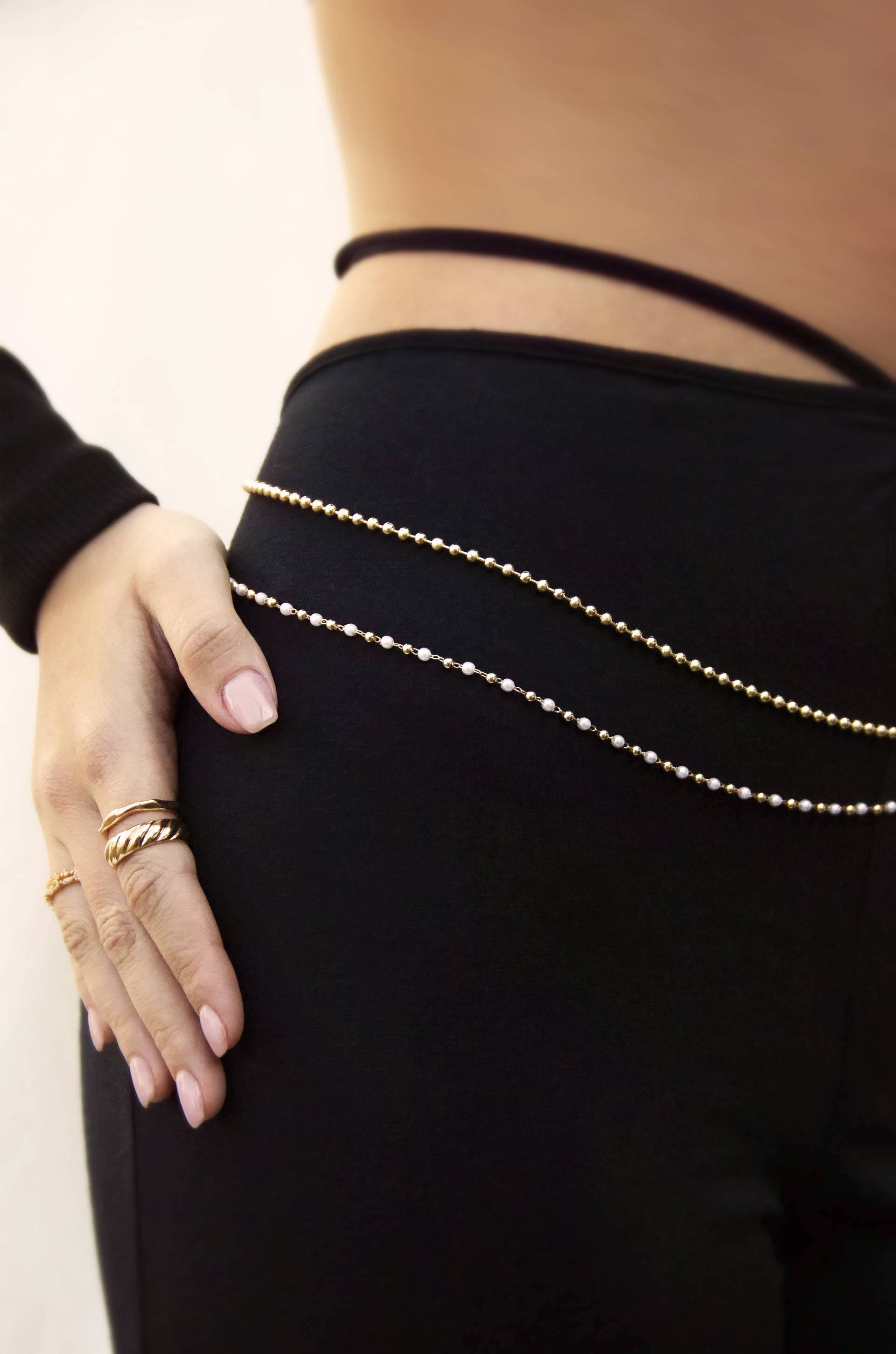 Pearl Strand Gold Body Chain