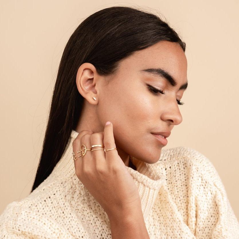 Solid Gold Baguette Studs