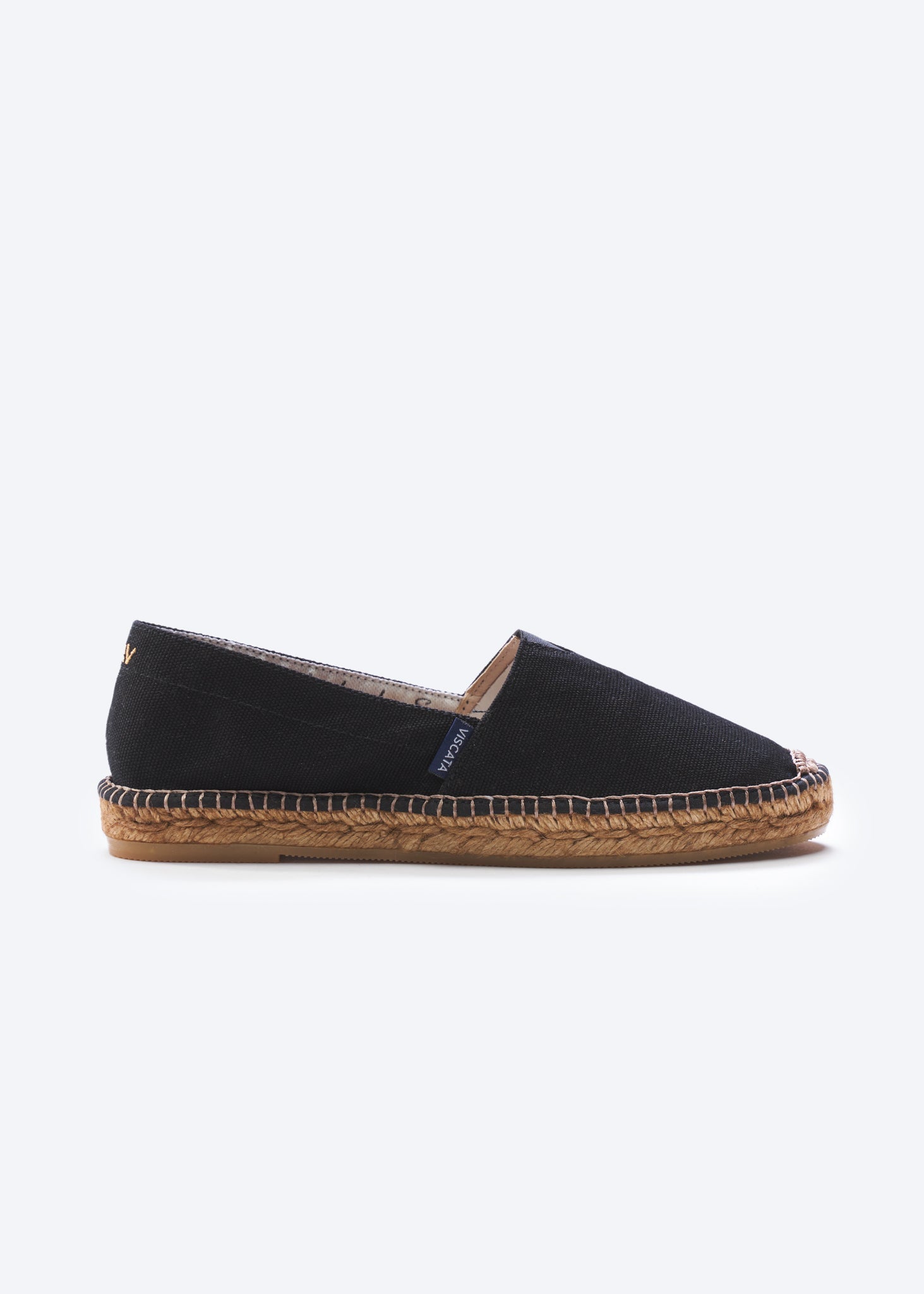 Barceloneta Black Canvas Slip On Women Espadrille Flat