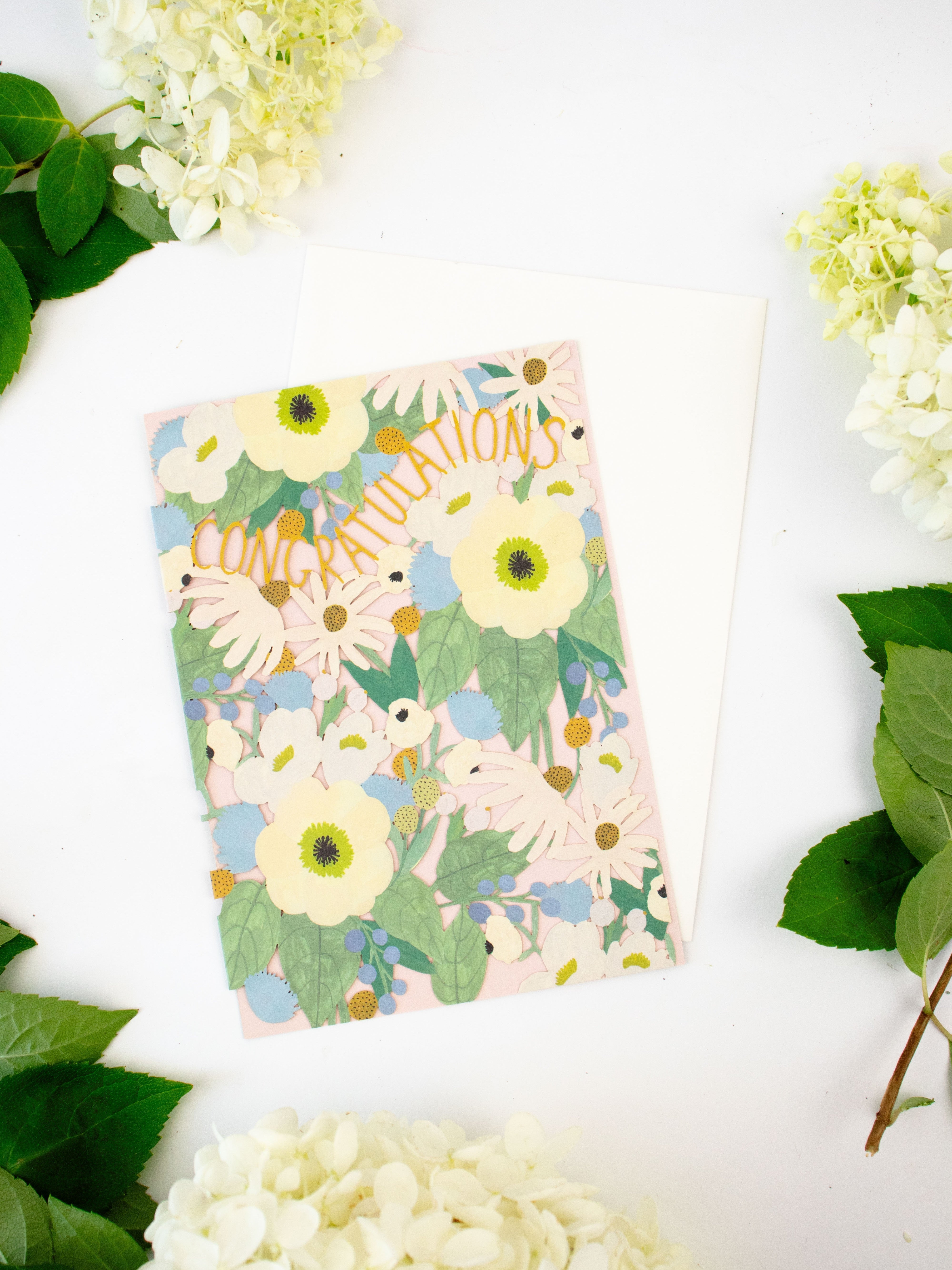 Big Pink Floral Lasercut Congratulations Card