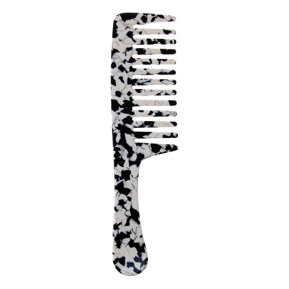 Black & White Colored Hair Comb W/ Handle - Adina's Jewels