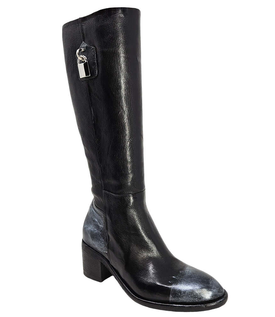 Black Tall Hand Rubbed Lock Boot