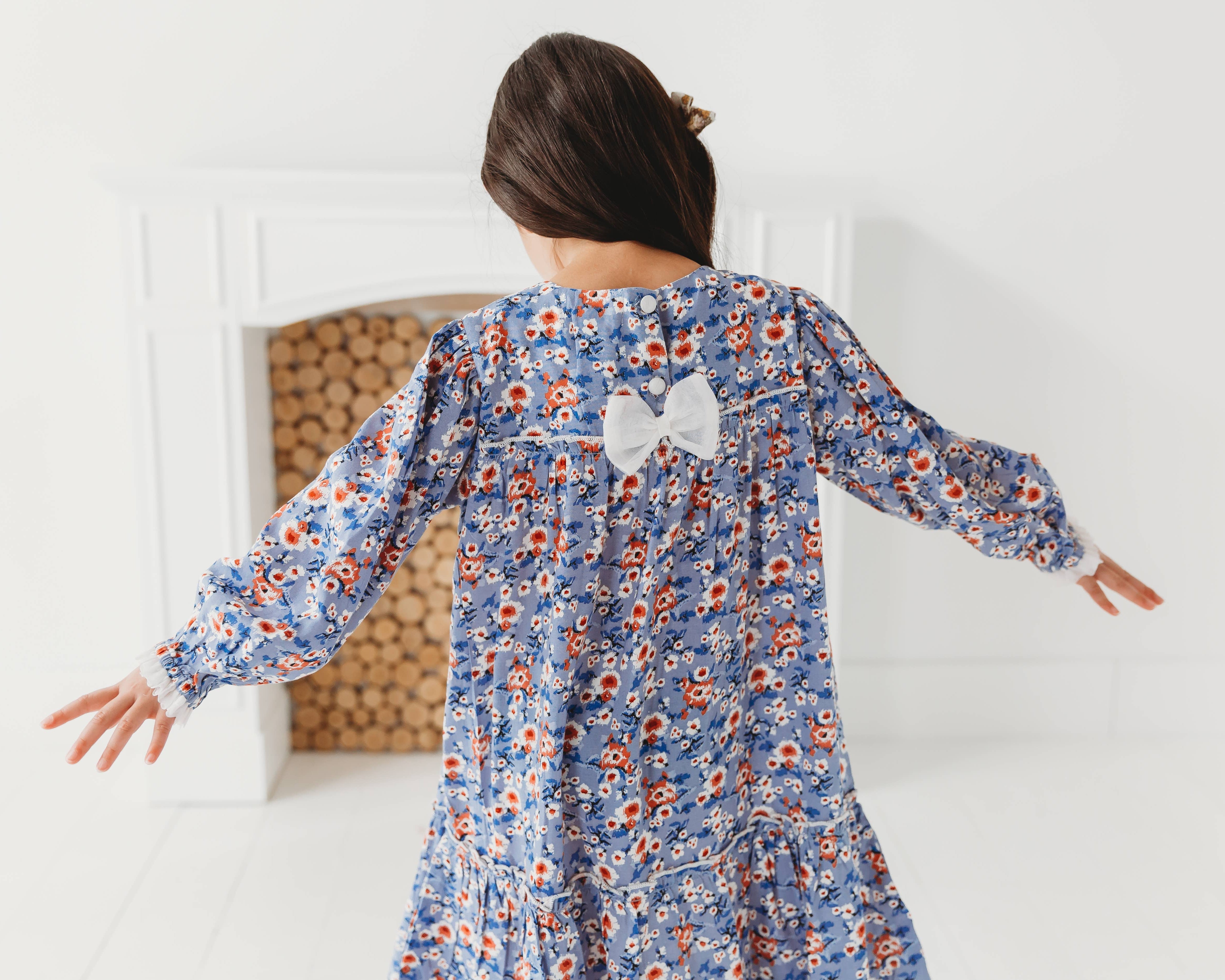 Blue Printed Flared Dress