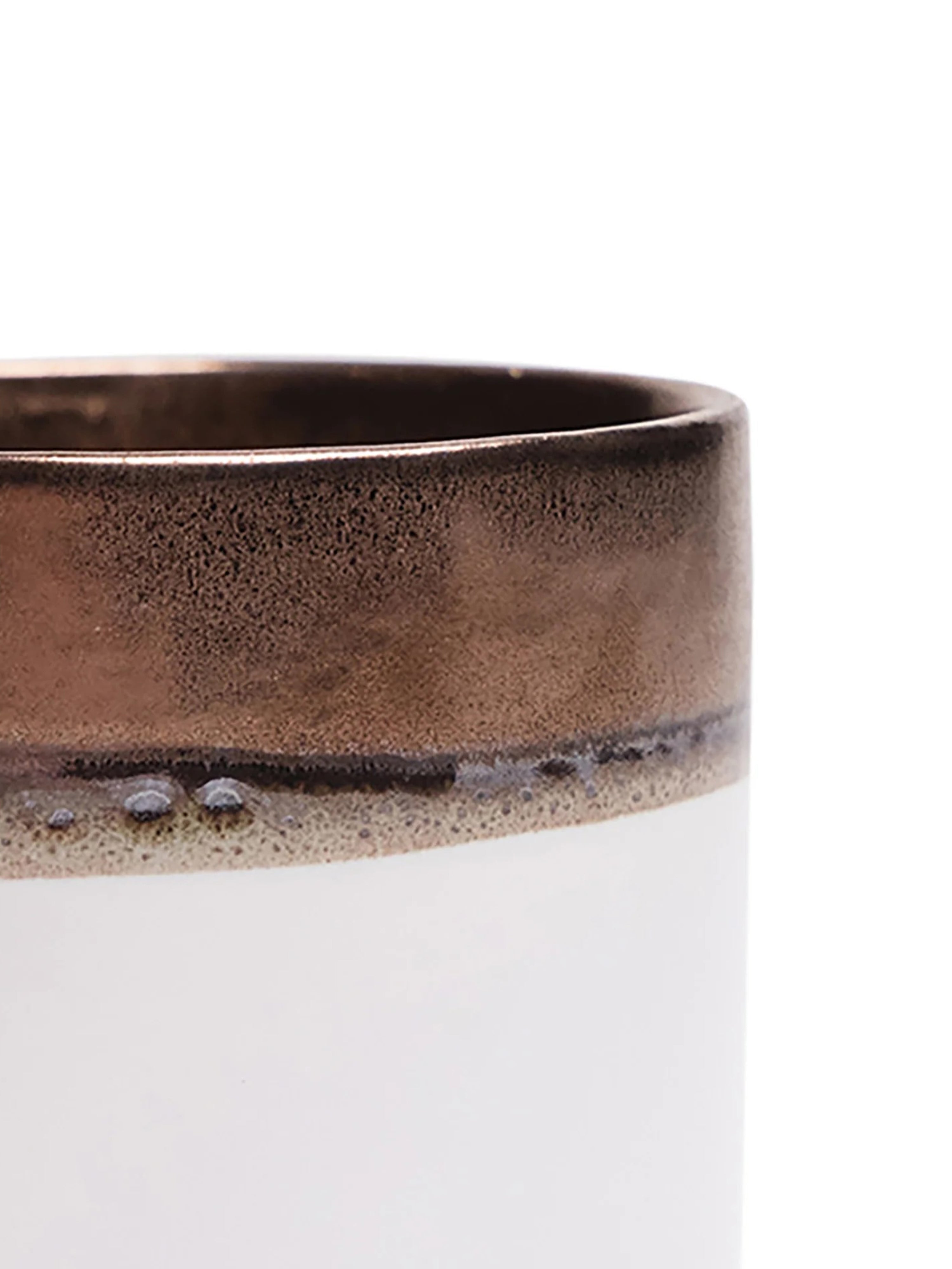 Bronze White Ceramic Plant Pot and Saucer