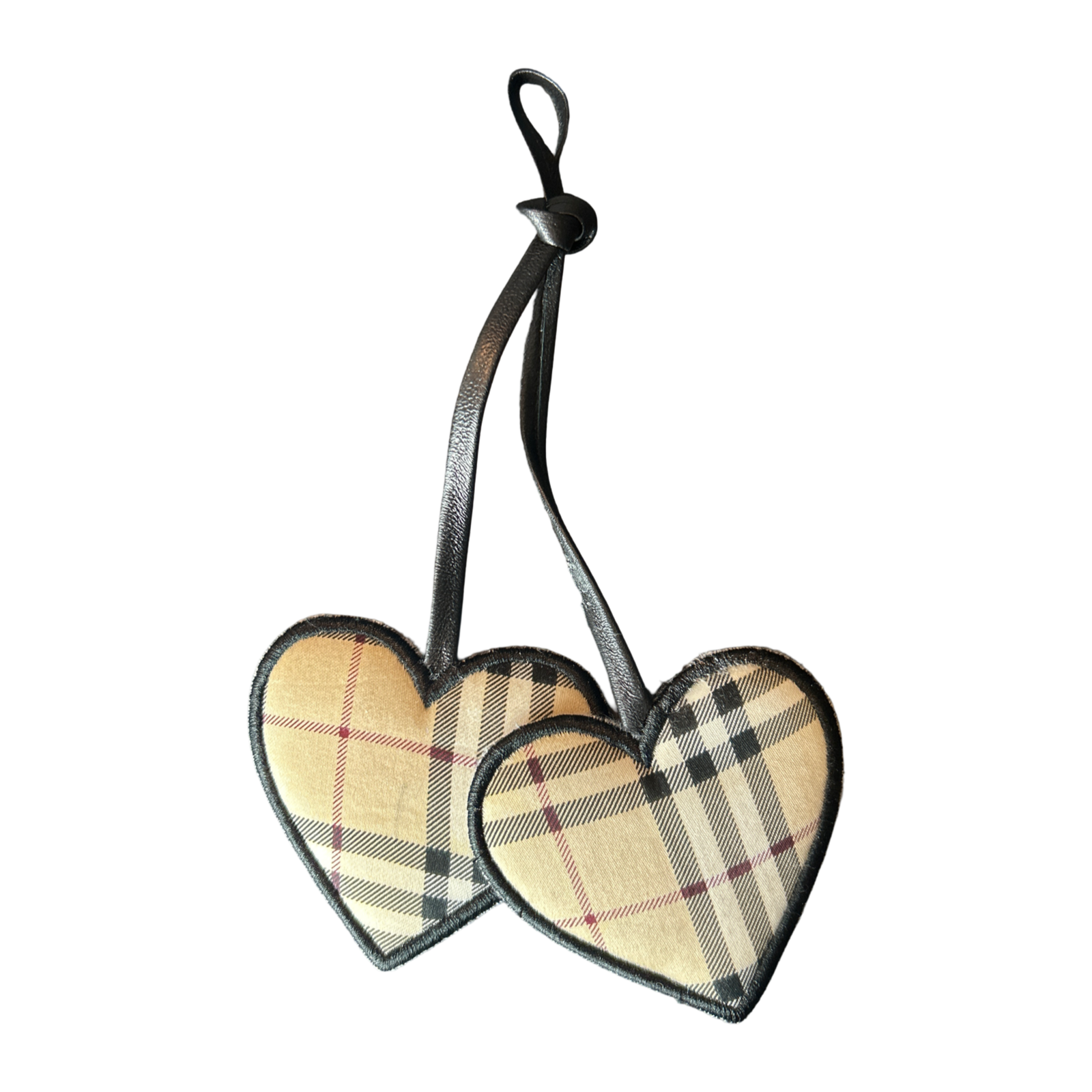 Nova Check Scarf Double Heart Bag Charm
