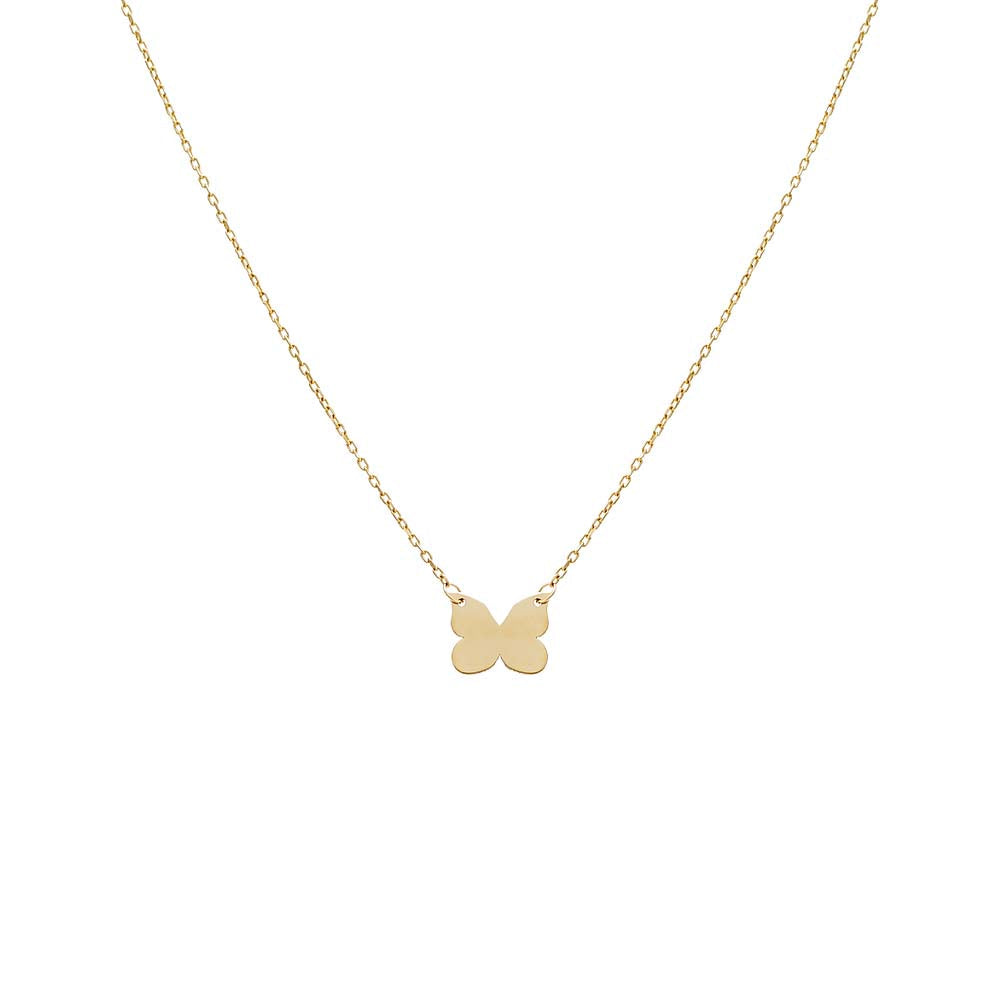 14K Gold Butterfly Pendant Necklace 14K - Adina's Jewels