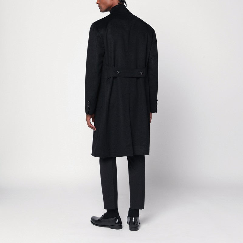 Tagliatore Double-Breasted Black Wool Coat Men