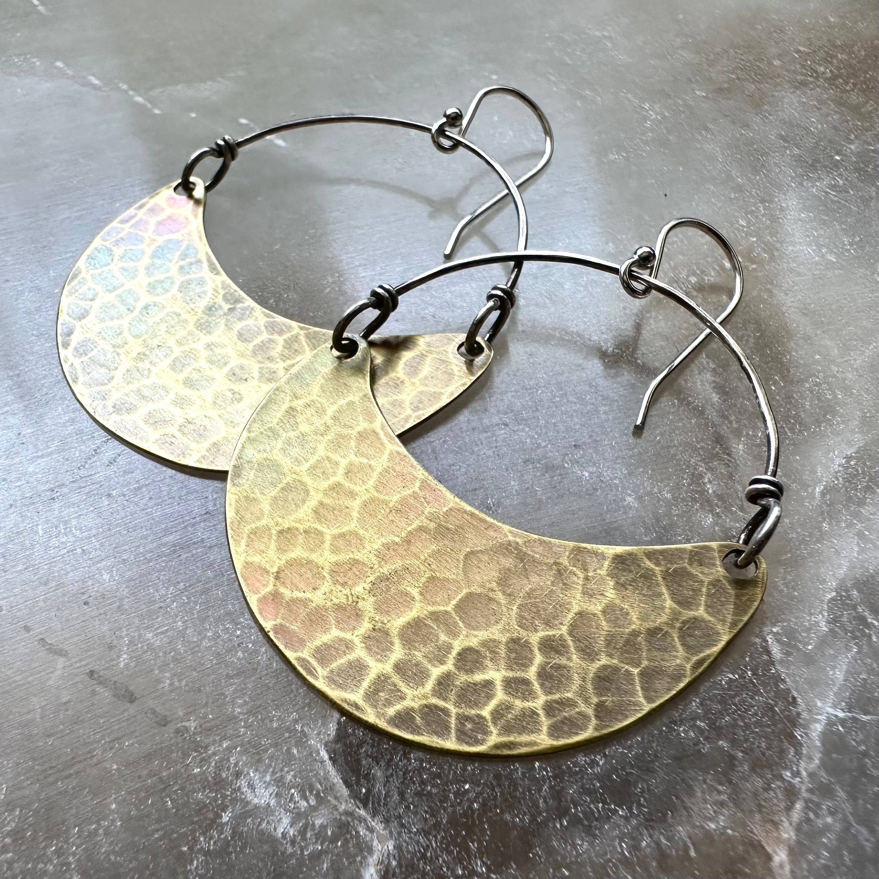 Brass Crescent Earrings