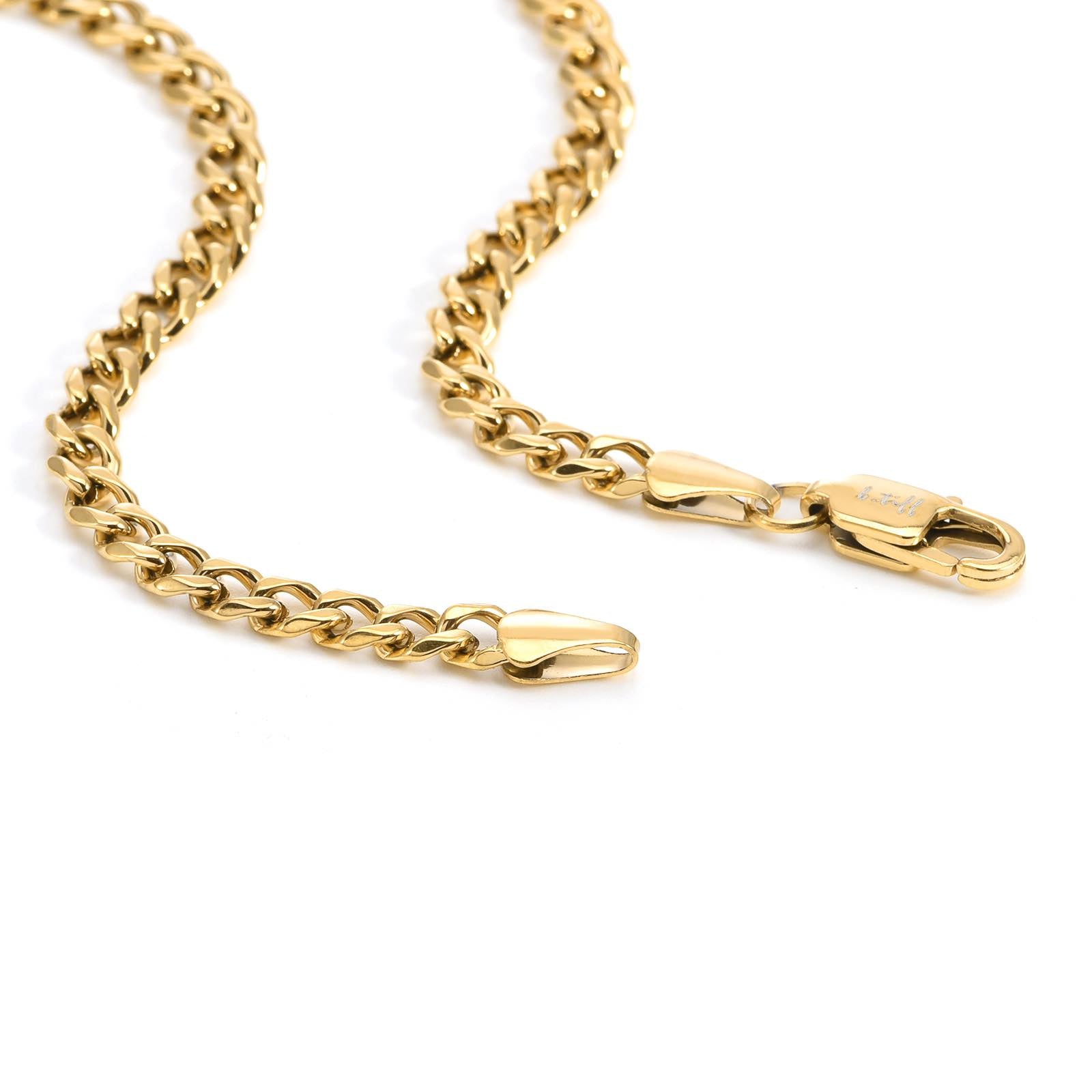 C014G B.Tiff 4mm Gold Curb Link Chain Necklace by B.Tiff New York