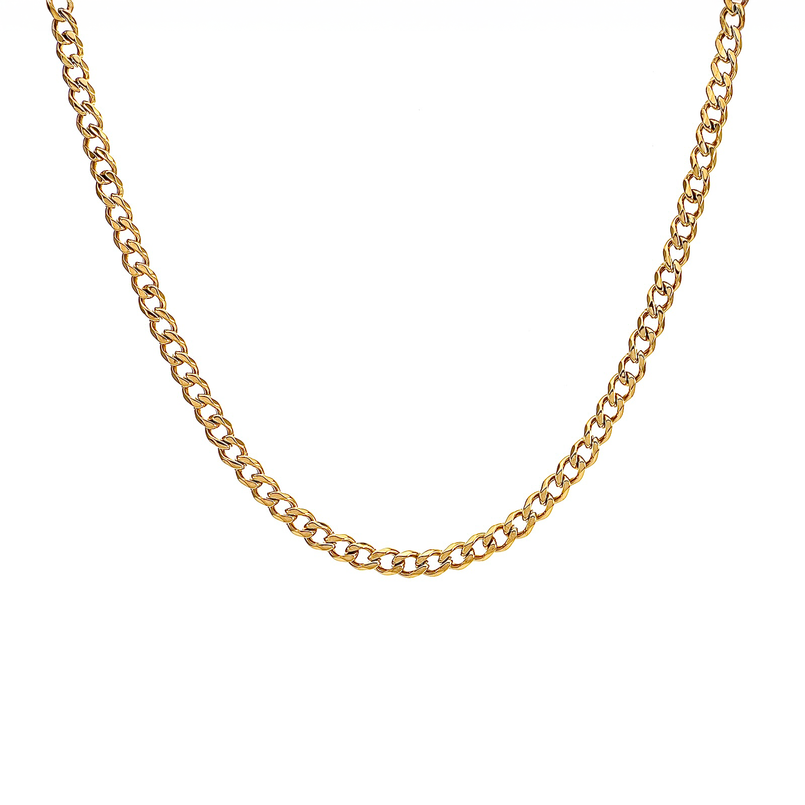 C014G B.Tiff 4mm Gold Curb Link Chain Necklace by B.Tiff New York