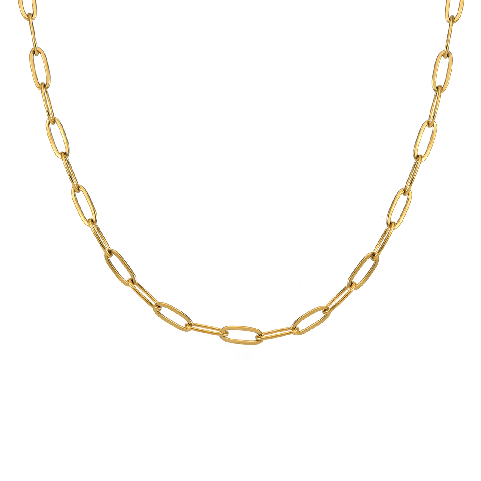 C400G B.Tiff Gold 2 Clasps Oval Paperclip Link Chain Necklace