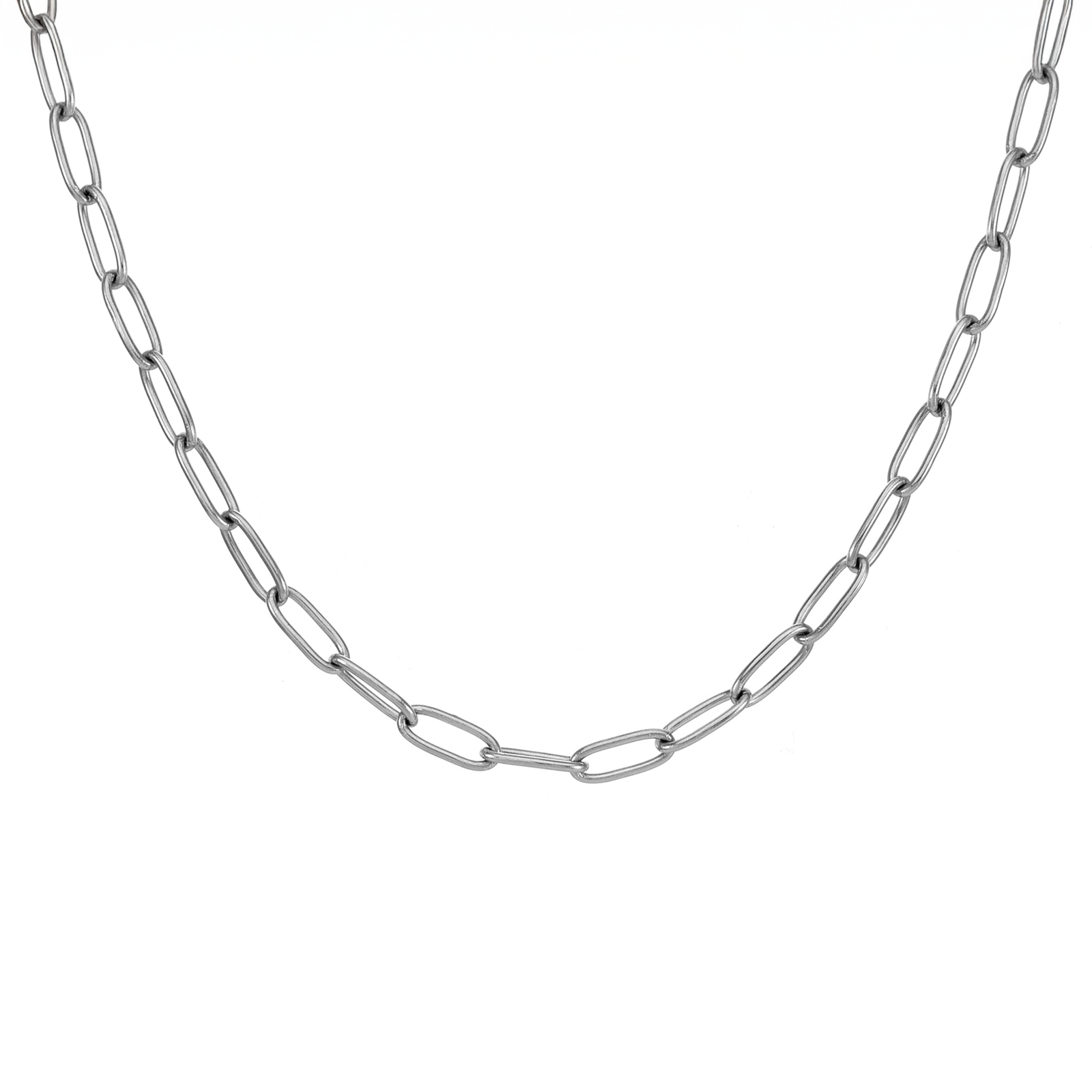C400W B.Tiff 2 Clasps Oval Paperclip Link Chain Necklace by B.Tiff New York