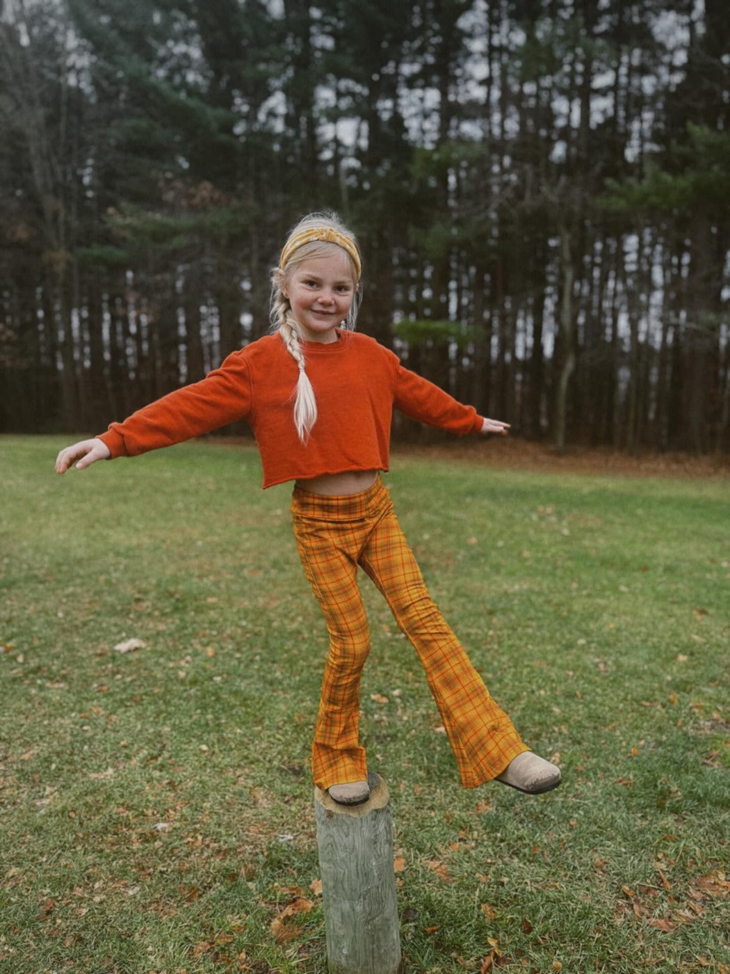 Plaid 70s Girl’s Bell Bottom Leggings
