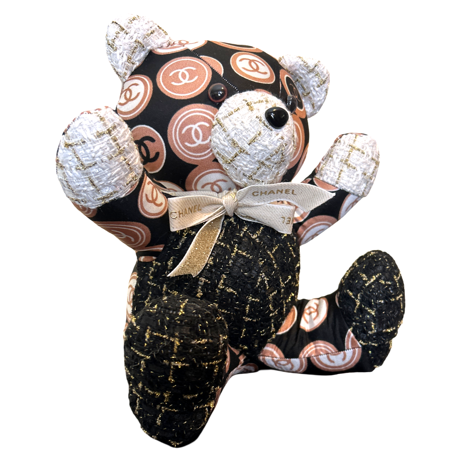 CC Logo Vintage Silk Scarf Patchwork Teddy Bear