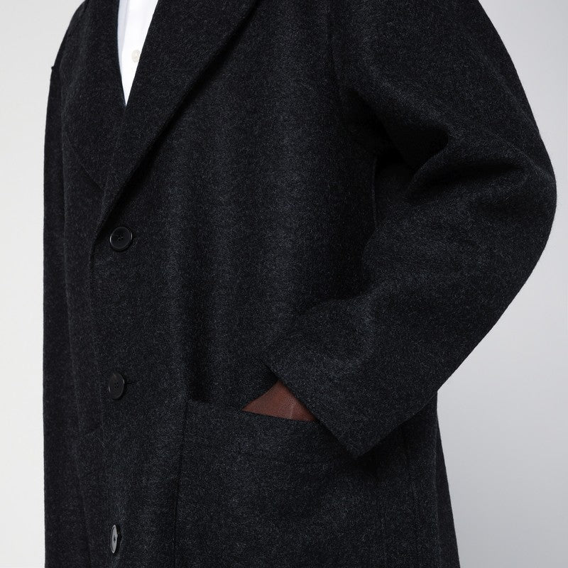 Harris Wharf London Anthracite Grey Single-Breasted Wool Coat Men