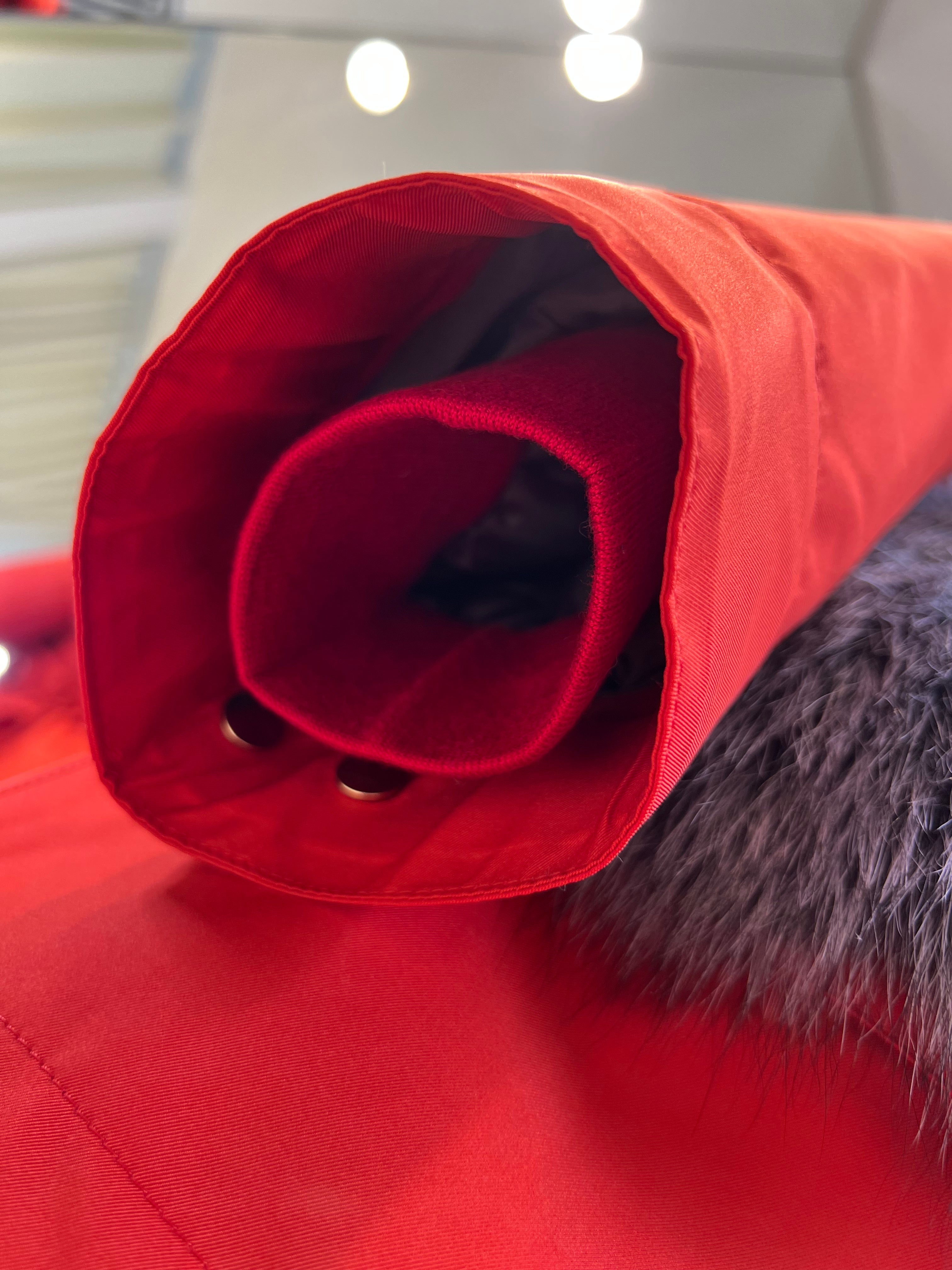 Roma Genuine Silver Fox Fur Rabbit Fur Insulated Parka in Red