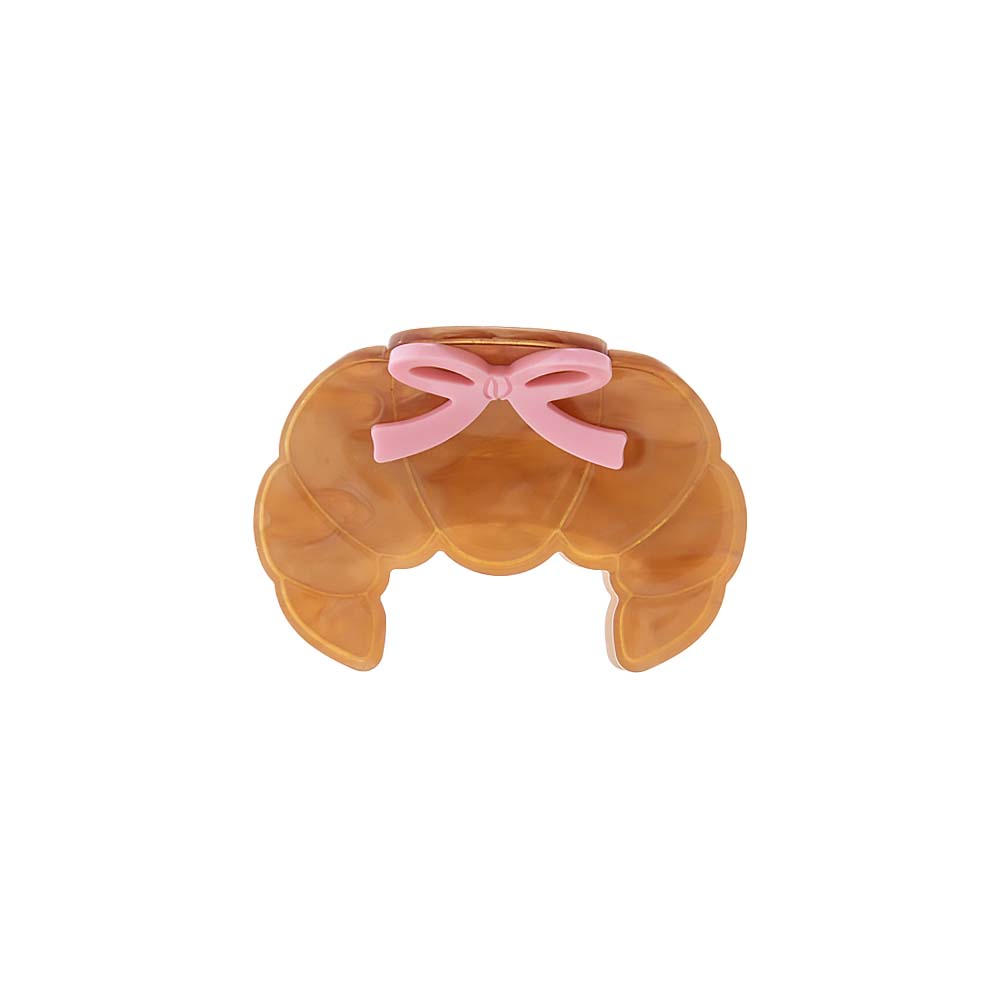 Pink/Brown Pink Bow Croissant Claw Clip - Adina's Jewels