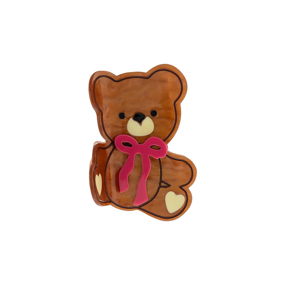 Pink/Brown Honey Bear Bow Claw Clip - Adina's Jewels