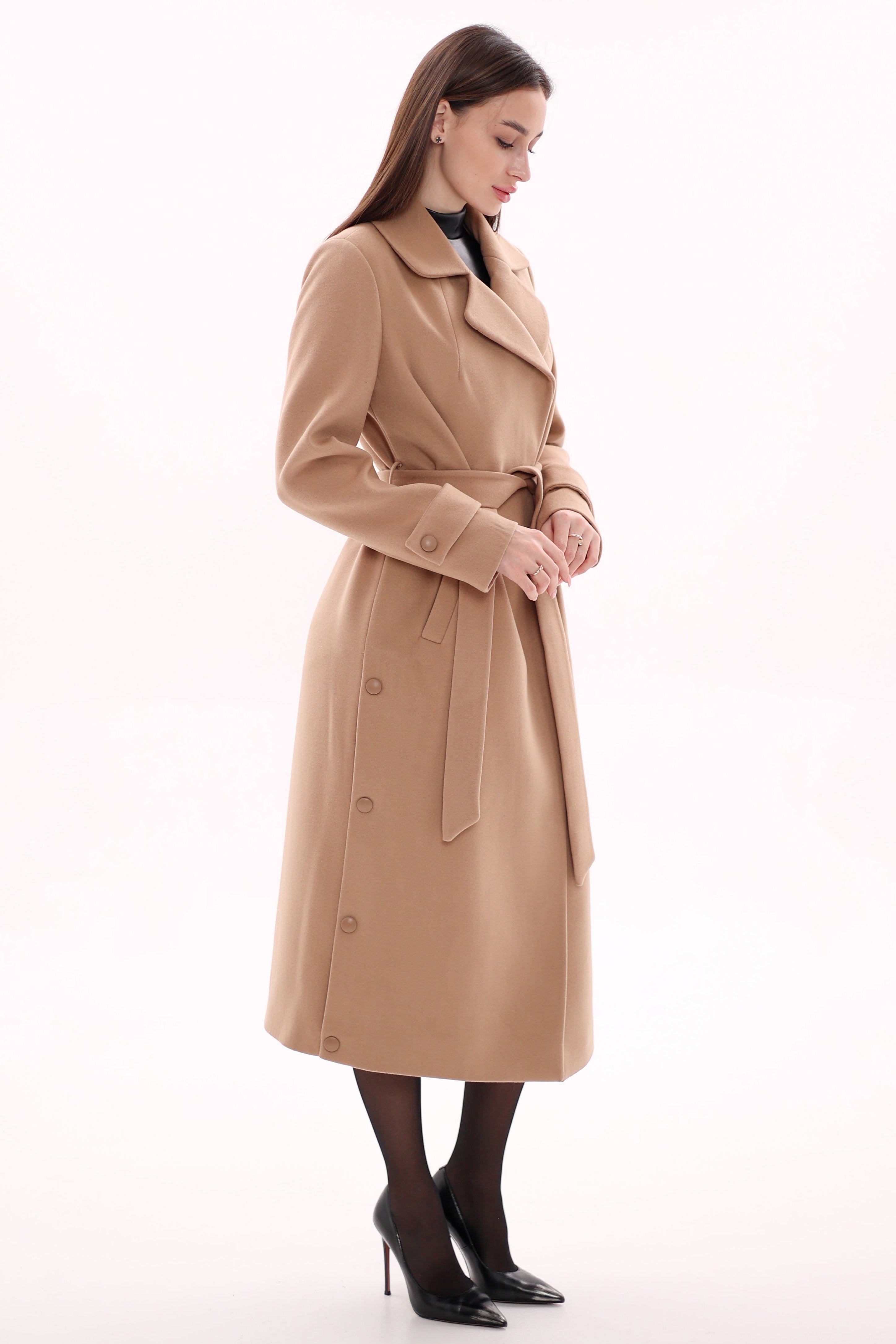 Camille Cashmere Blend Coat in Camel