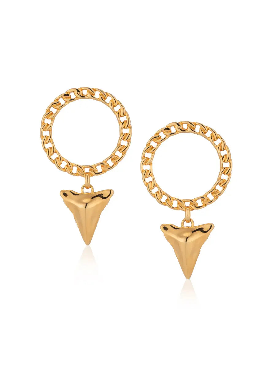 CHAIN HOOP SHARKTOOTH EARRINGS