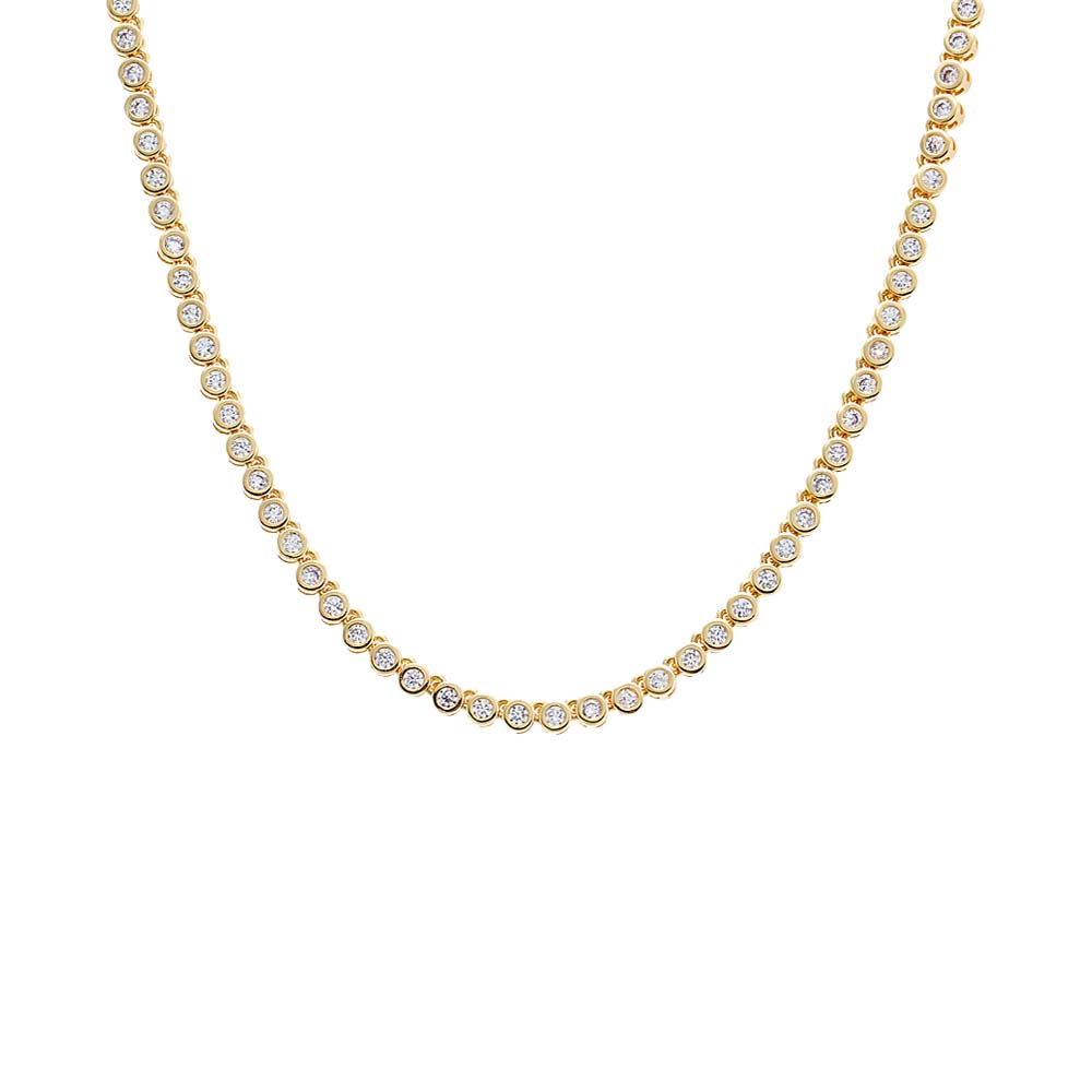 Gold / 2 MM CZ Bezel Tennis Necklace - Adina's Jewels