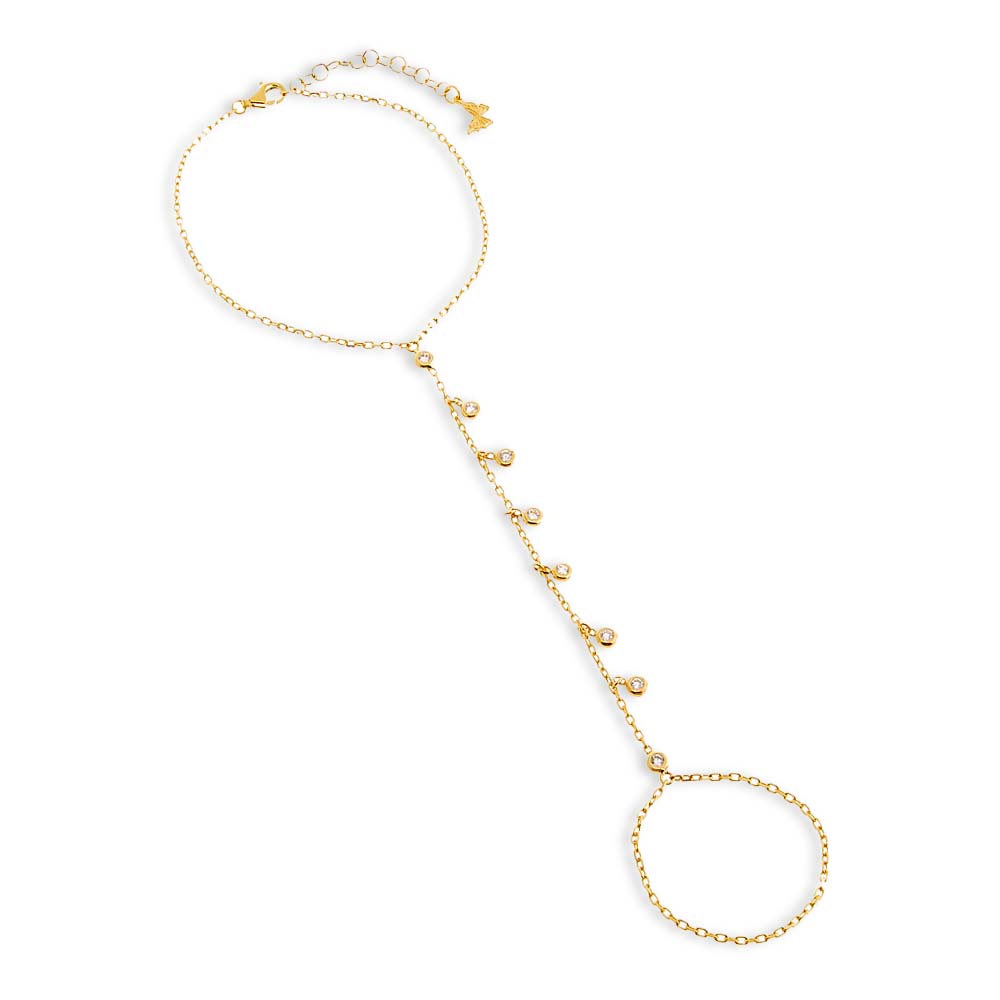 Gold CZ Bezel Shaker Hand Chain - Adina's Jewels