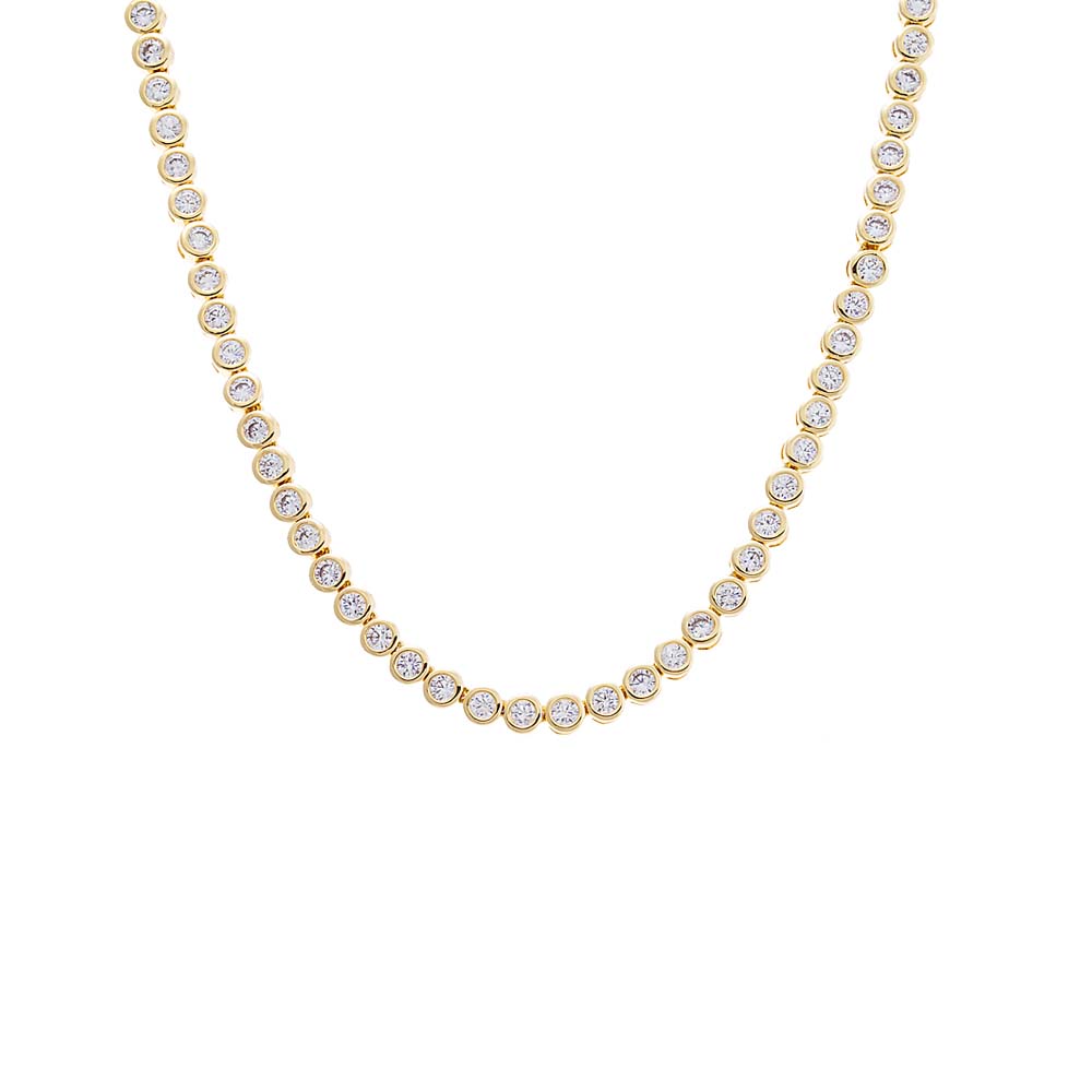 Gold / 3 MM CZ Bezel Tennis Necklace - Adina's Jewels
