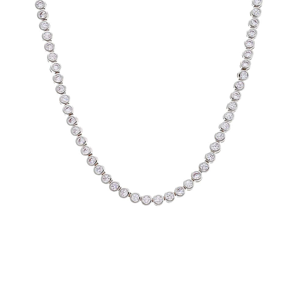 Silver / 3 MM CZ Bezel Tennis Necklace - Adina's Jewels