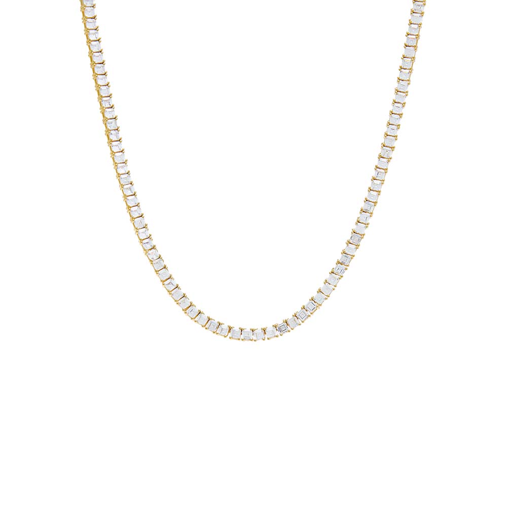 Gold / 16IN / 3MM CZ Princess Cut Tennis Necklace - Adina's Jewels