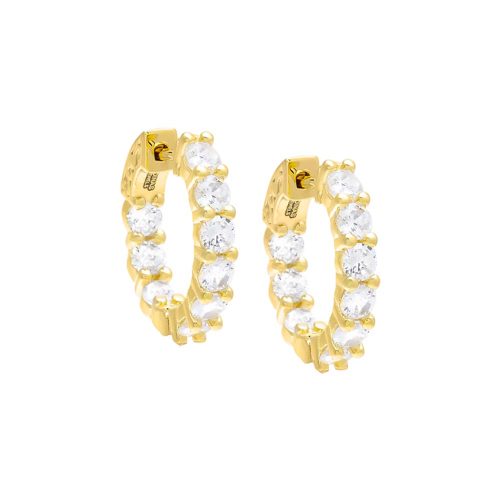 Gold CZ Small Round Hoop Earring - Adina's Jewels