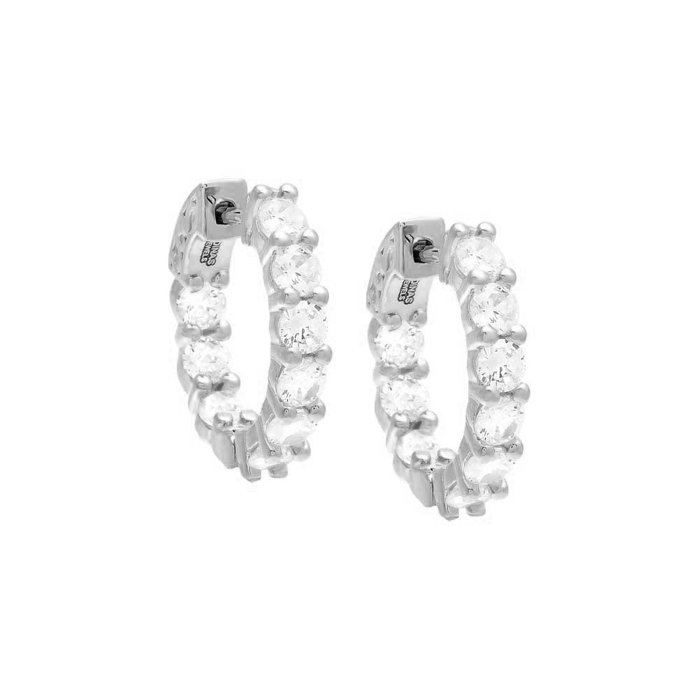Silver CZ Small Round Hoop Earring - Adina's Jewels