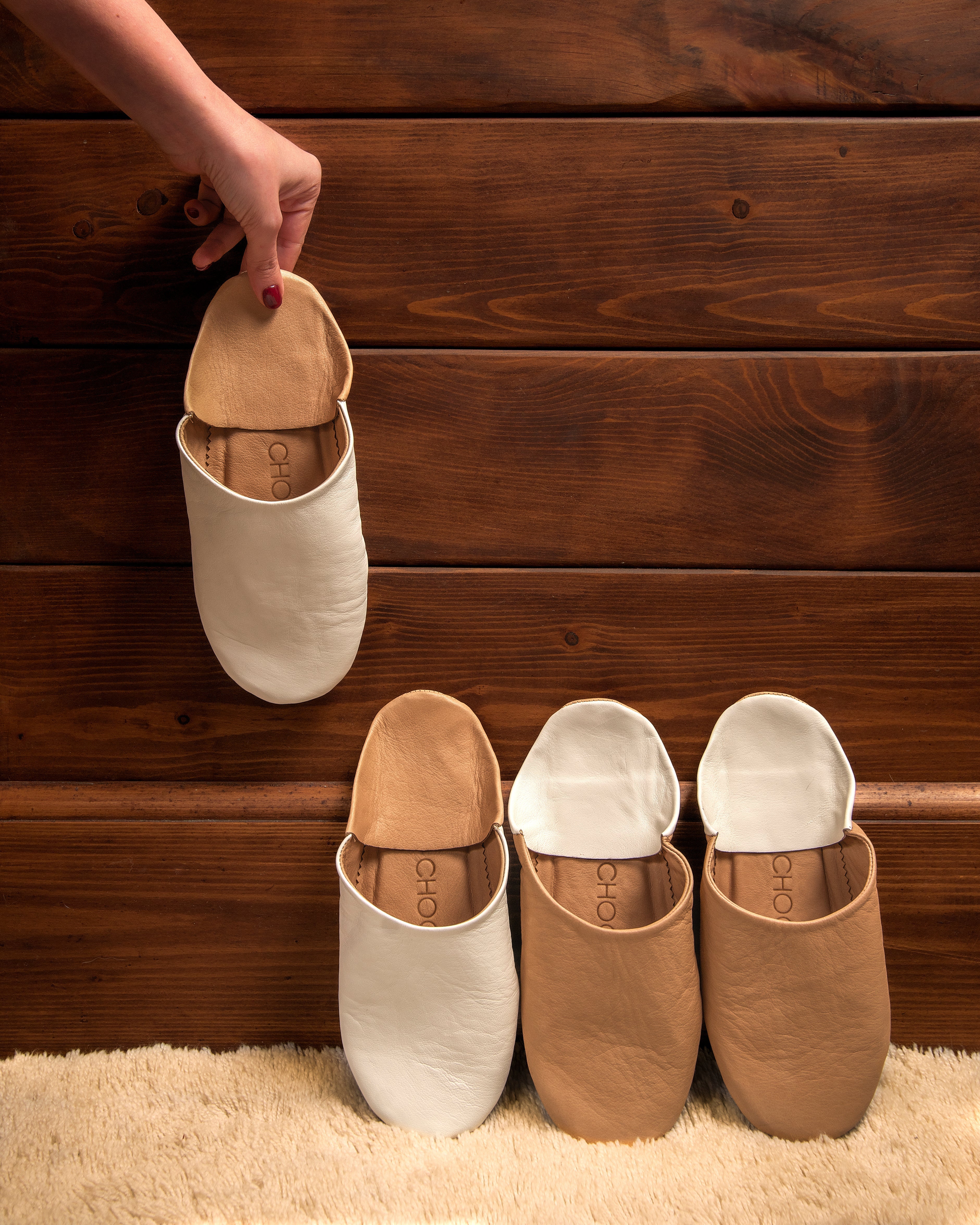 Buy Cappuccino Ivory - Leather Slippers by Choost