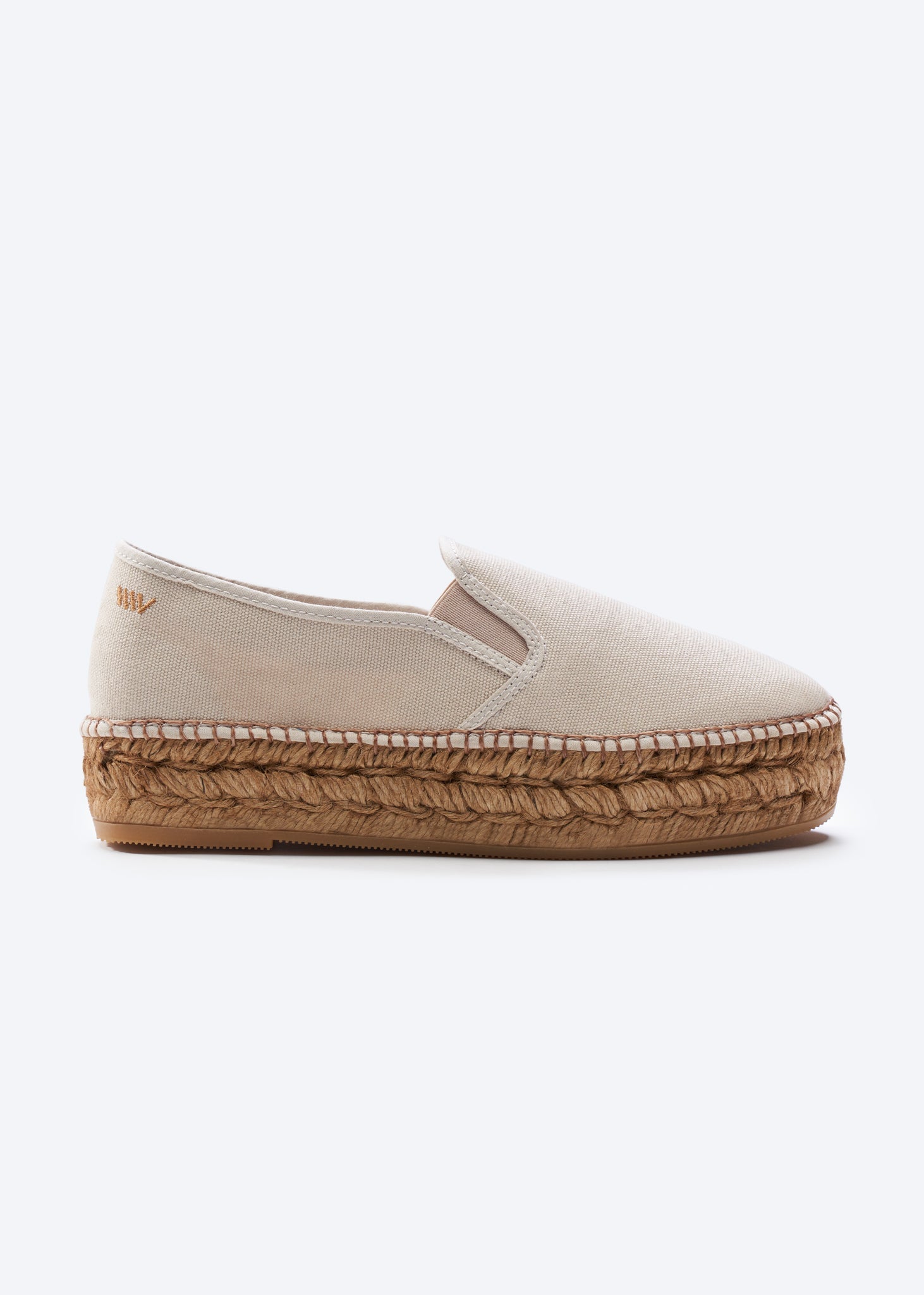 Castell Beige Canvas Slip On Women Espadrille Flatfrom