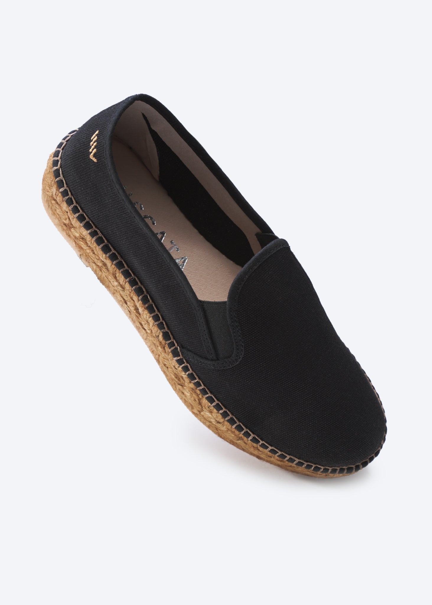 Castell Black Canvas Slip On Women Espadrille Flat