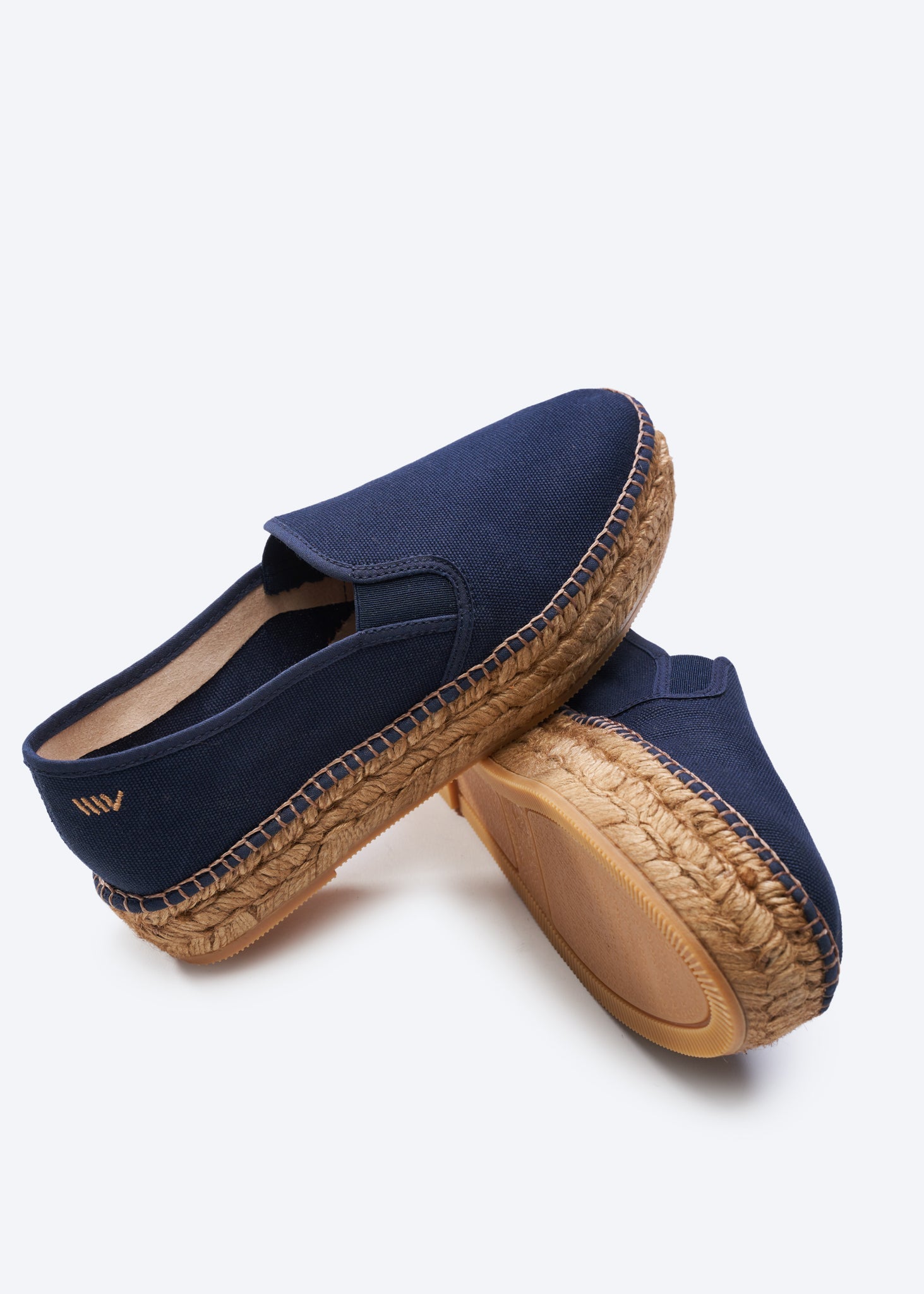 Castell Navy Blue Canvas Slip On Women Flatform Espadrilles
