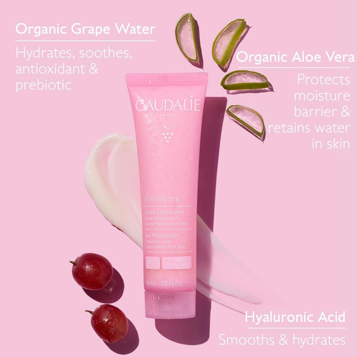 Caudalie Vinosource-Hydra Gel Moisturizer with Hyaluronic Acid + Aloe Vera  60 ml