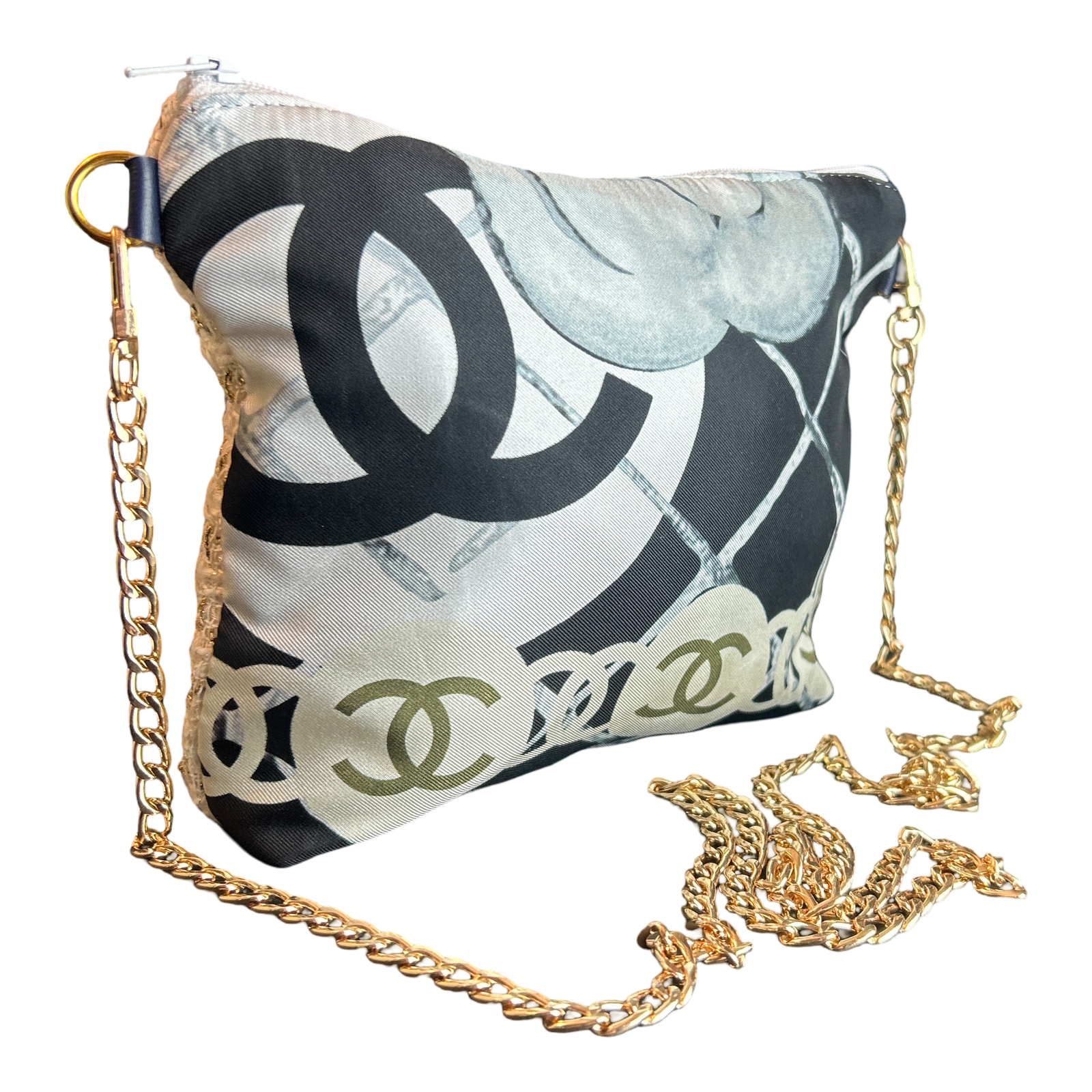 CC Logo Camellia  Noir Vintage Scarf Crossbody Bag