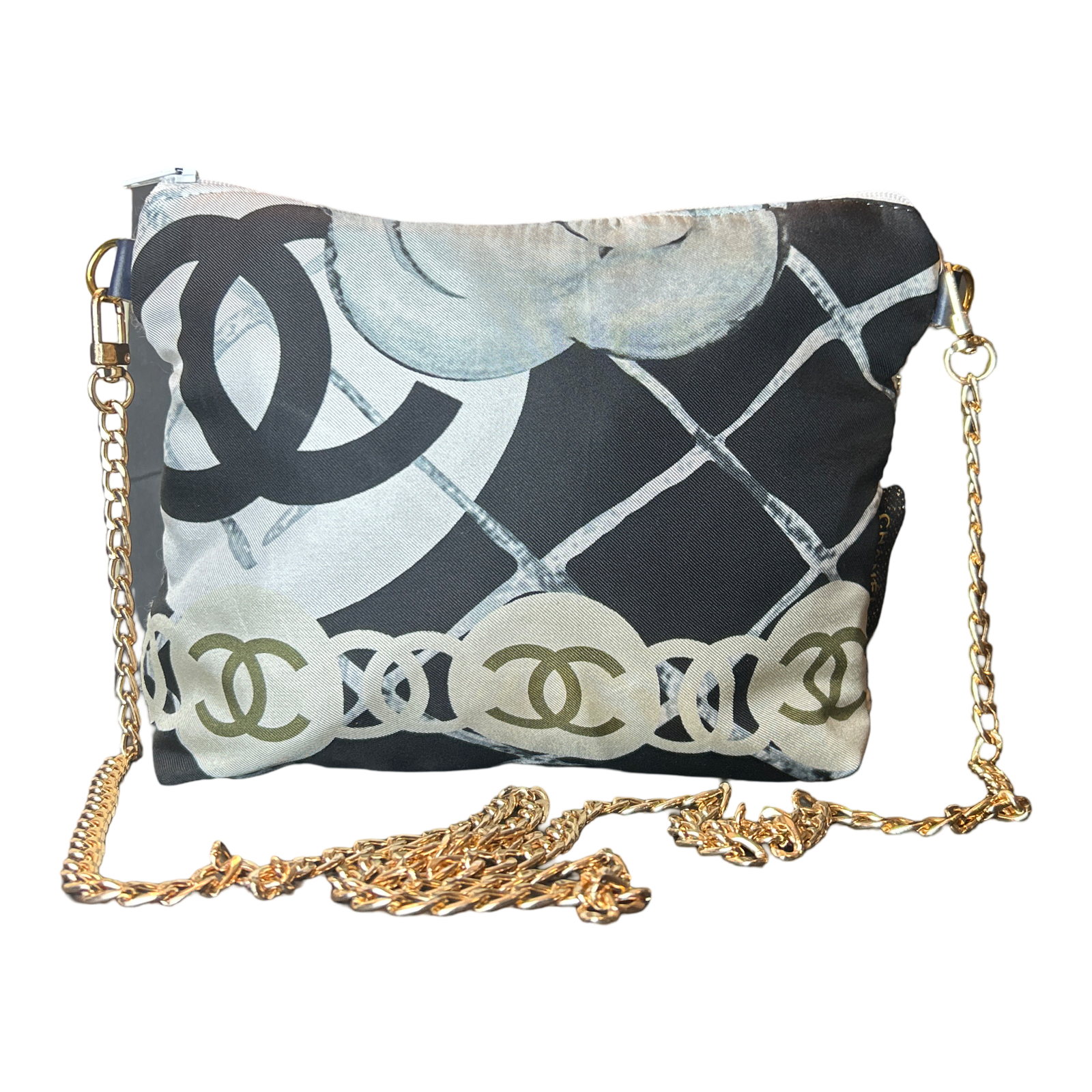 CC Logo Camellia  Noir Vintage Scarf Crossbody Bag