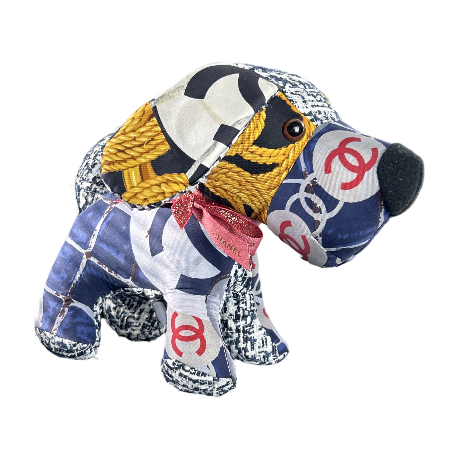 CC Monogram Vintage Silk Scarf Patchwork Puppy