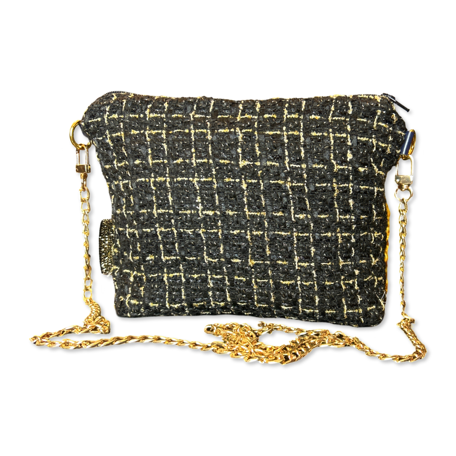 CC Logo Gold Chain Noir Vintage Scarf Crossbody Bag