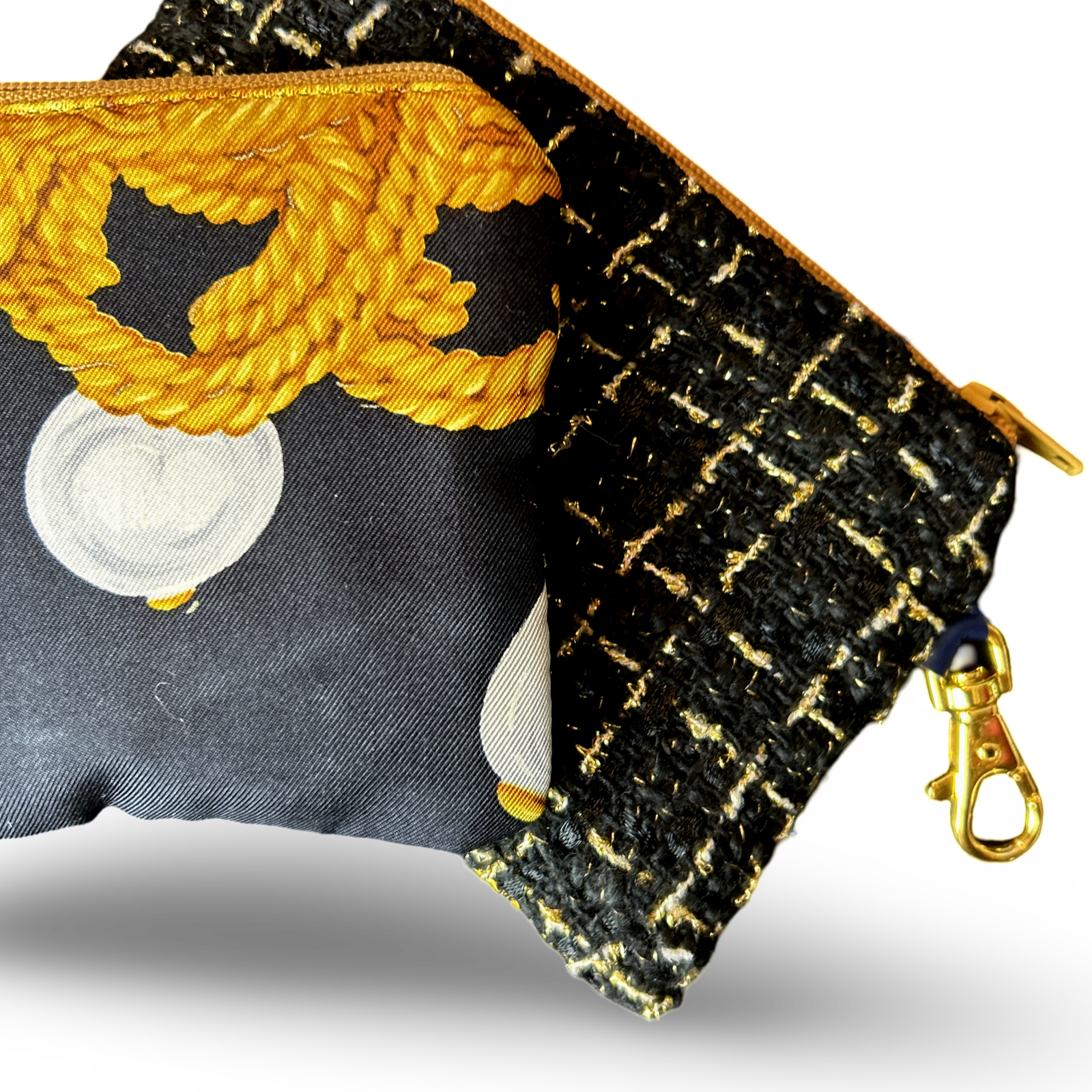 CC Logo Gold Chain Noir Vintage Silk Scarf Coffee Run Keychain Bag