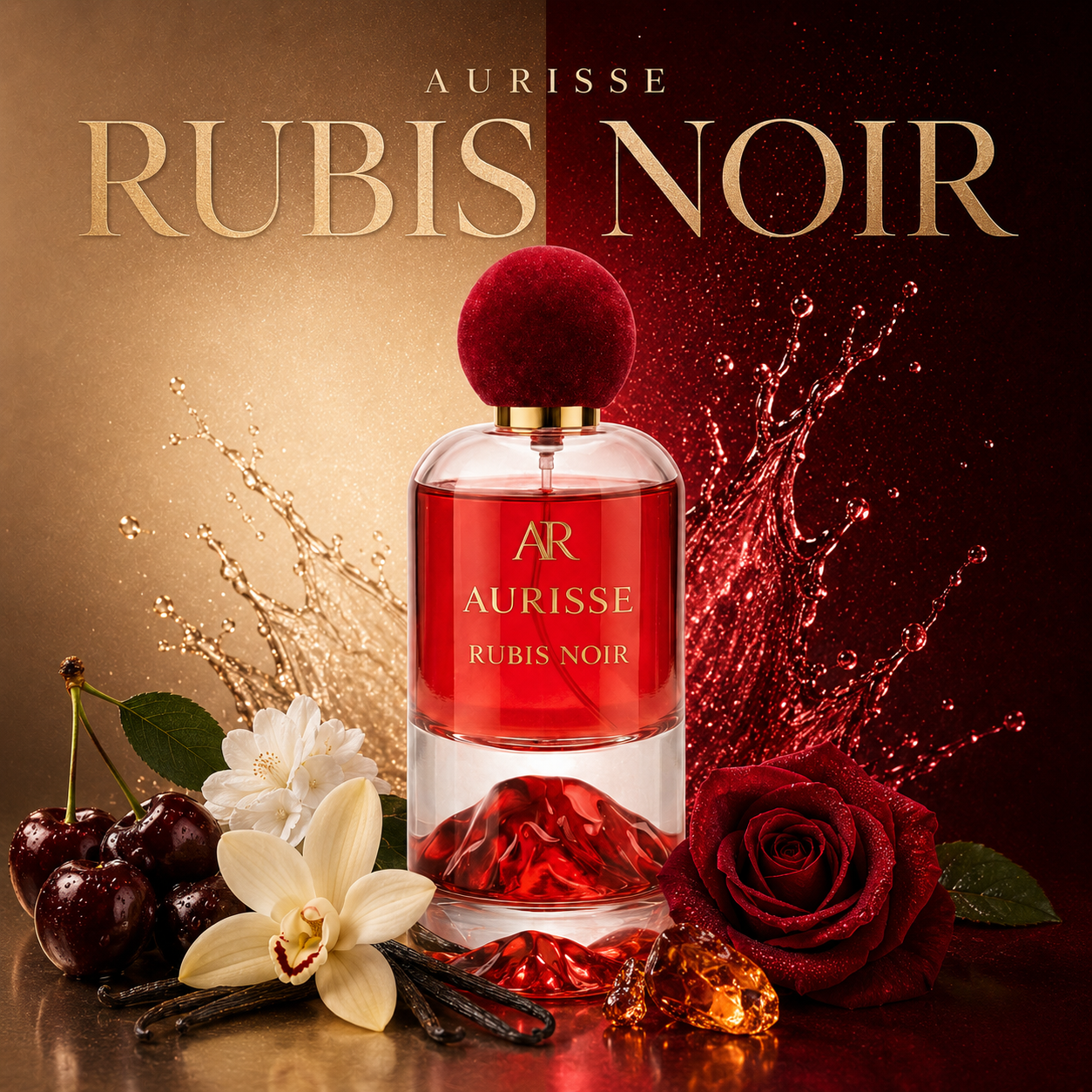 Aurisse Rubis Noir — Floral Amber Extrait de Parfum for Women, 50ml