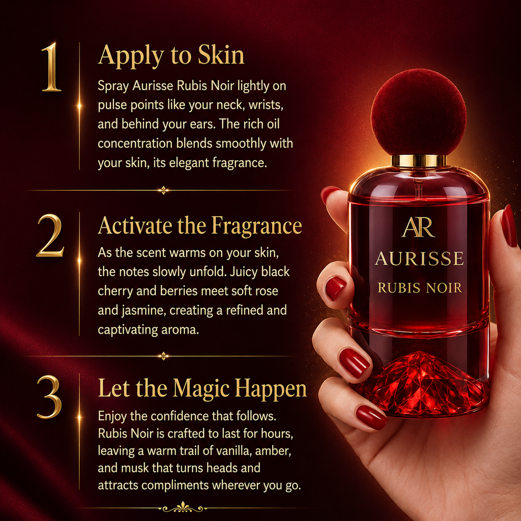 **Premium Aurisse Rubis Noir Luxury Perfume for Women 50ML – Long Lasting | Free Shipping